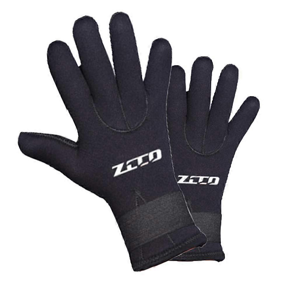 Neoprene diving gloves, doublelayered, 3 mm, with elastic wrist and nonslip particles for diving, surfing, snorkeling, black, XXL