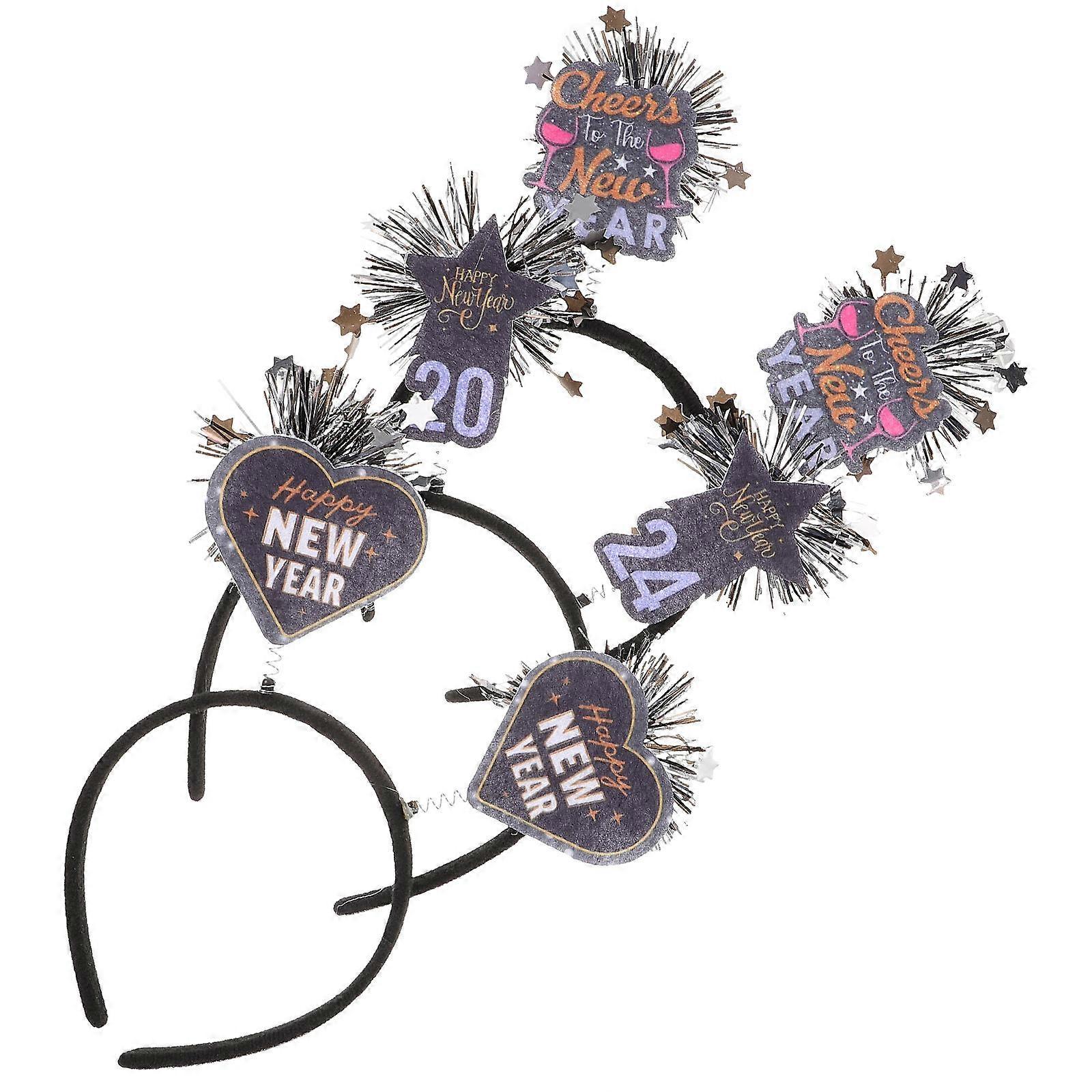 3pcs Festive Party Hair Headbands with Heart, Cheers & Star Designs, Lightweight Non Woven Cloth for Celebrations & Photo Props