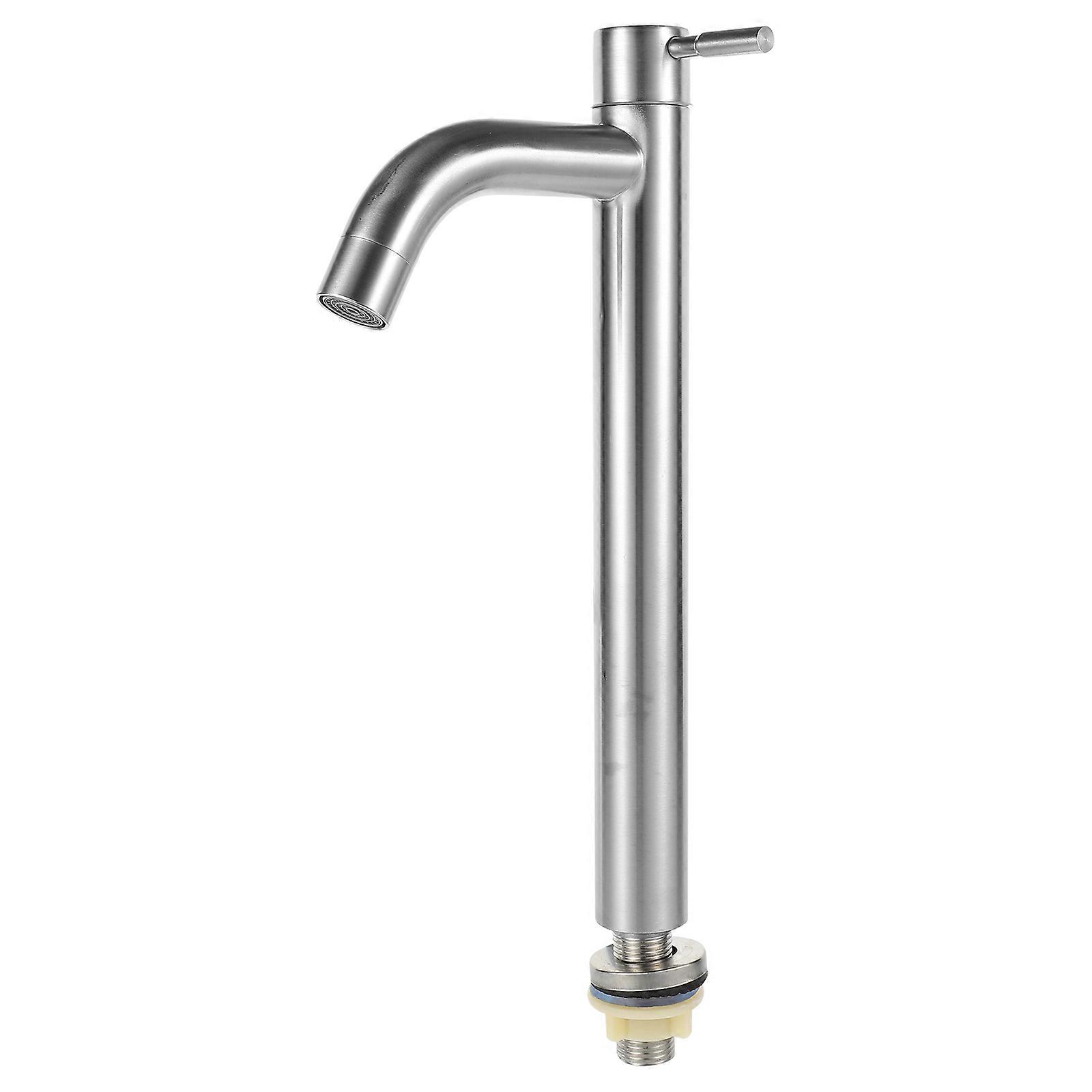 Basin Faucet Stainless Steel Kitchen Faucet Homeowners Sleek Simple Design Downward Curved Flat Spout Silver 29x9cm Water Flow Control 1Pcs