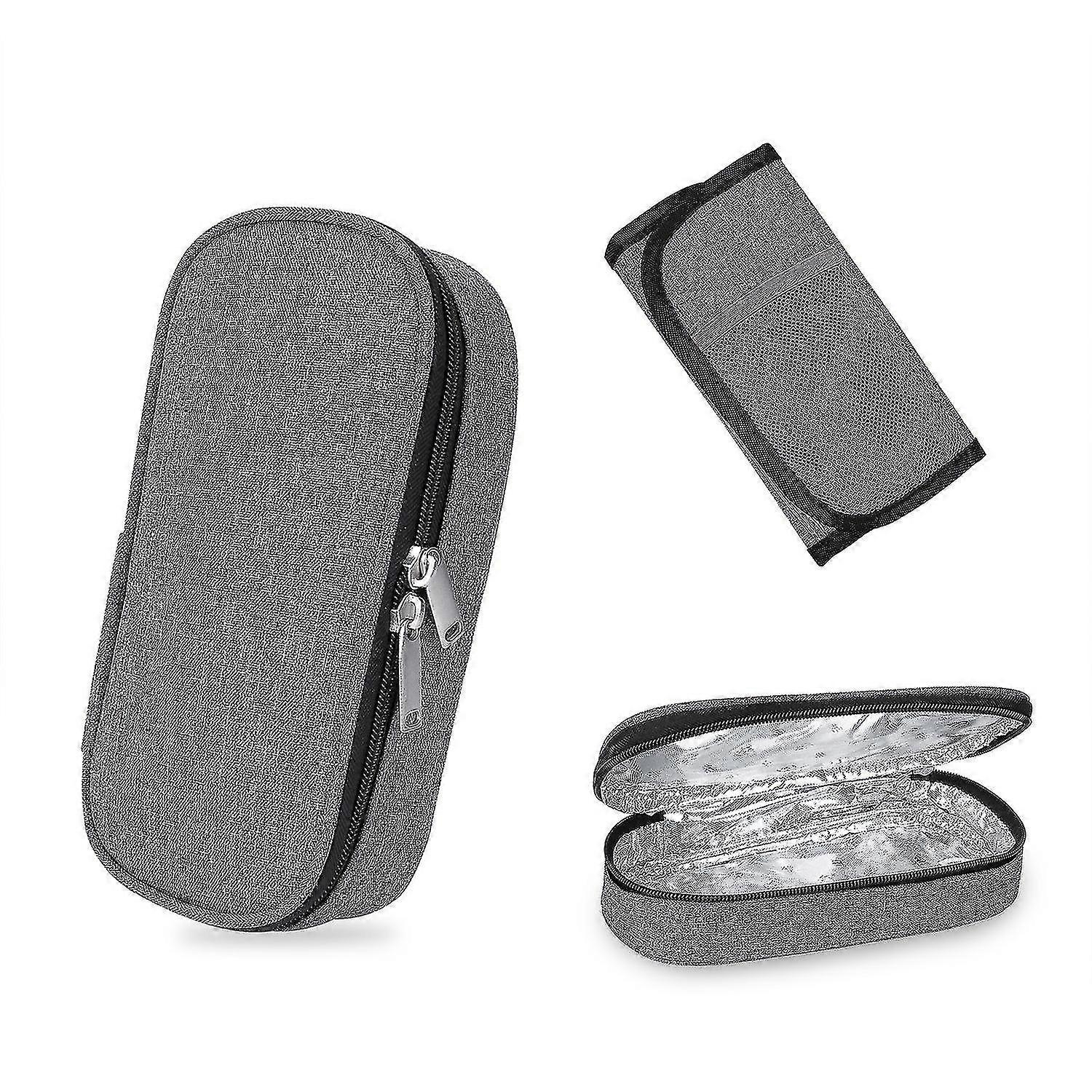 Portable Travel Cooler Bag for Insulin and Medication Storage with Ice Pack (Grey)