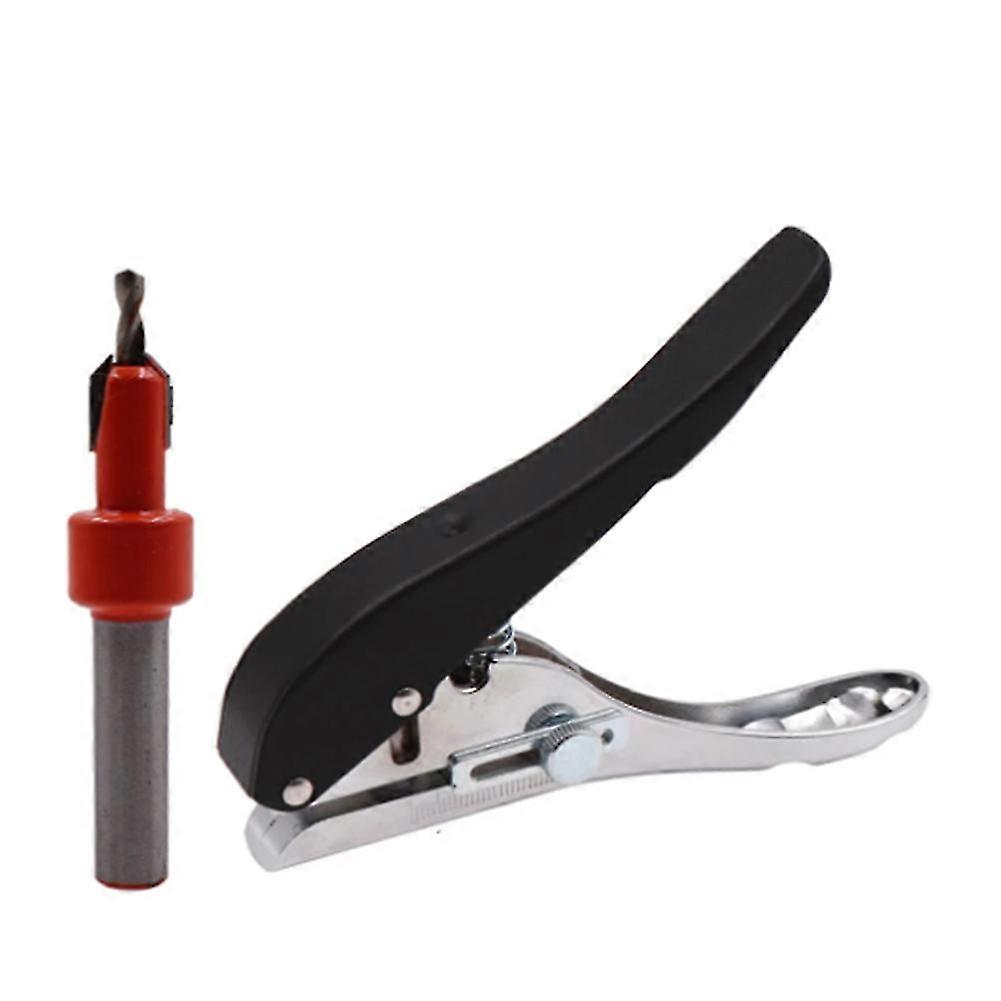 2Pcs Woodworking Tool Plier Card Hole Punch Set with Countersink Drill 3.2mm Adjustability