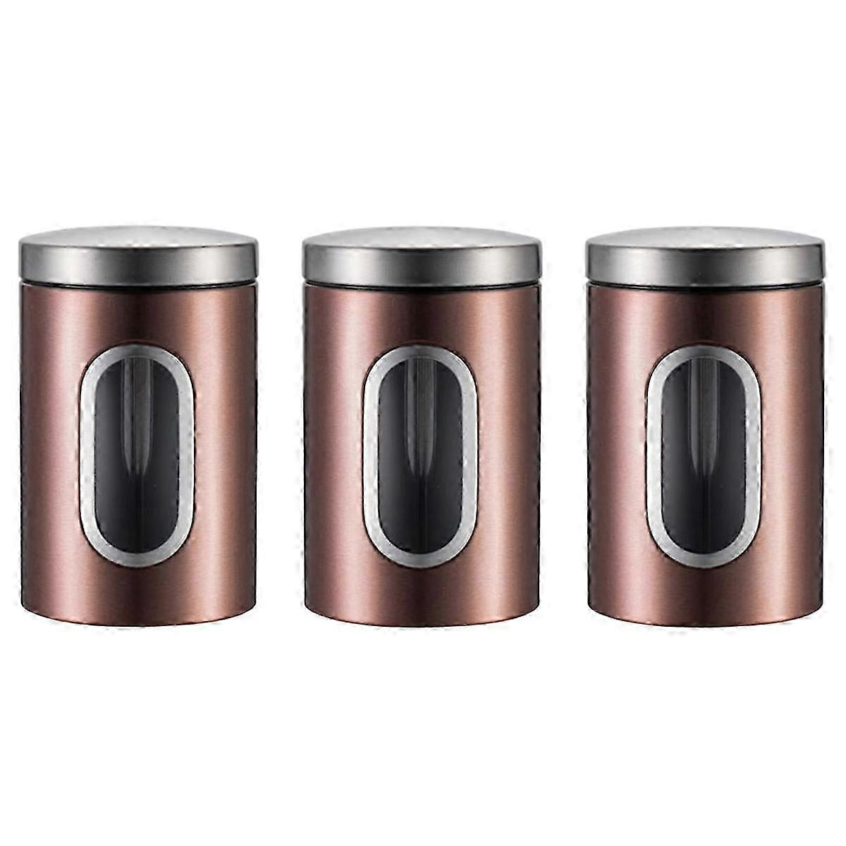 3 Piece Kitchen Canister Set with See-Through Window | Airtight Container for Coffee, Tea Organizer, and Sugar Storage