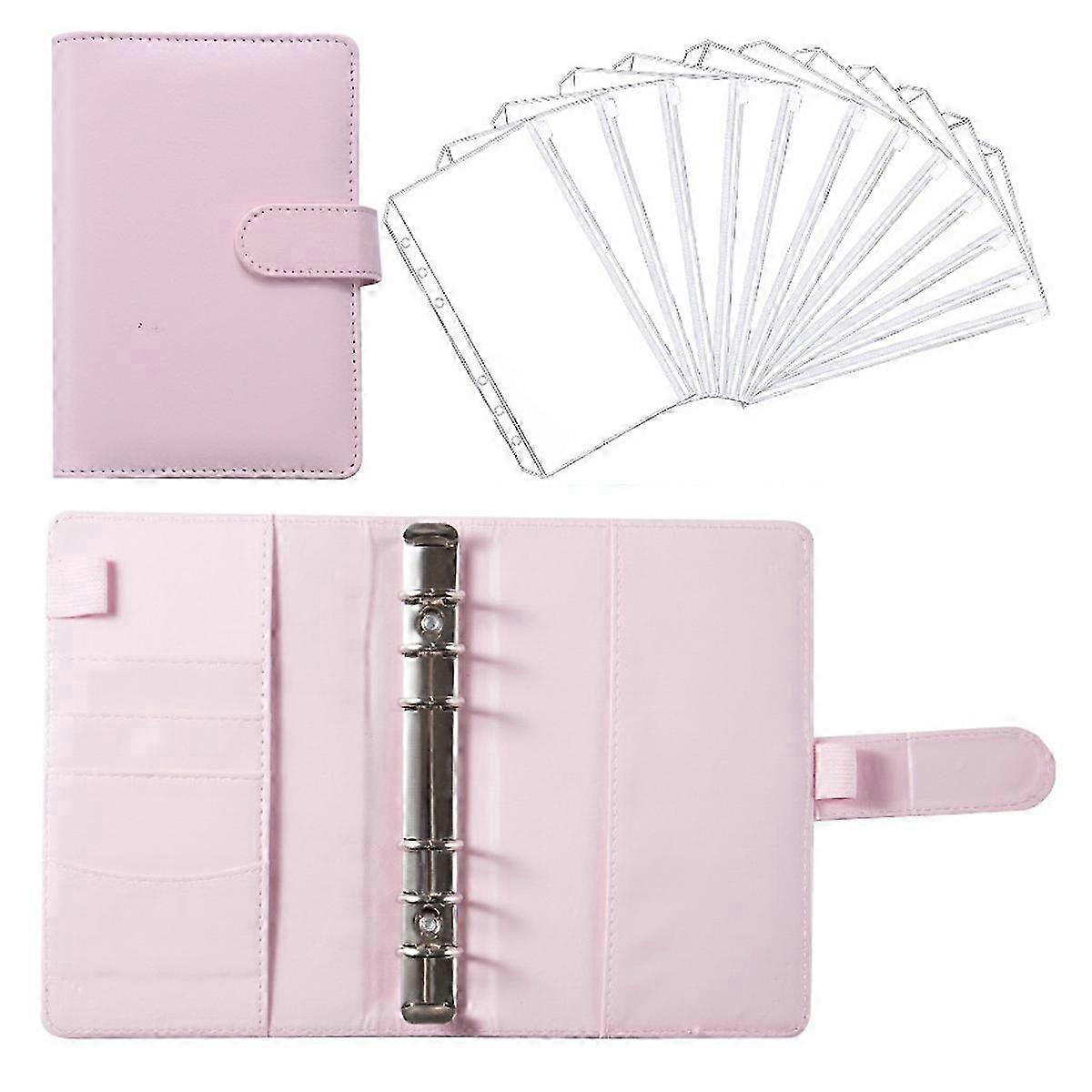 A6 PU Leather Notebook Binder Refillable with 12 Zipper Pockets, Loose Leaf Planner Binder with Buckle Closure