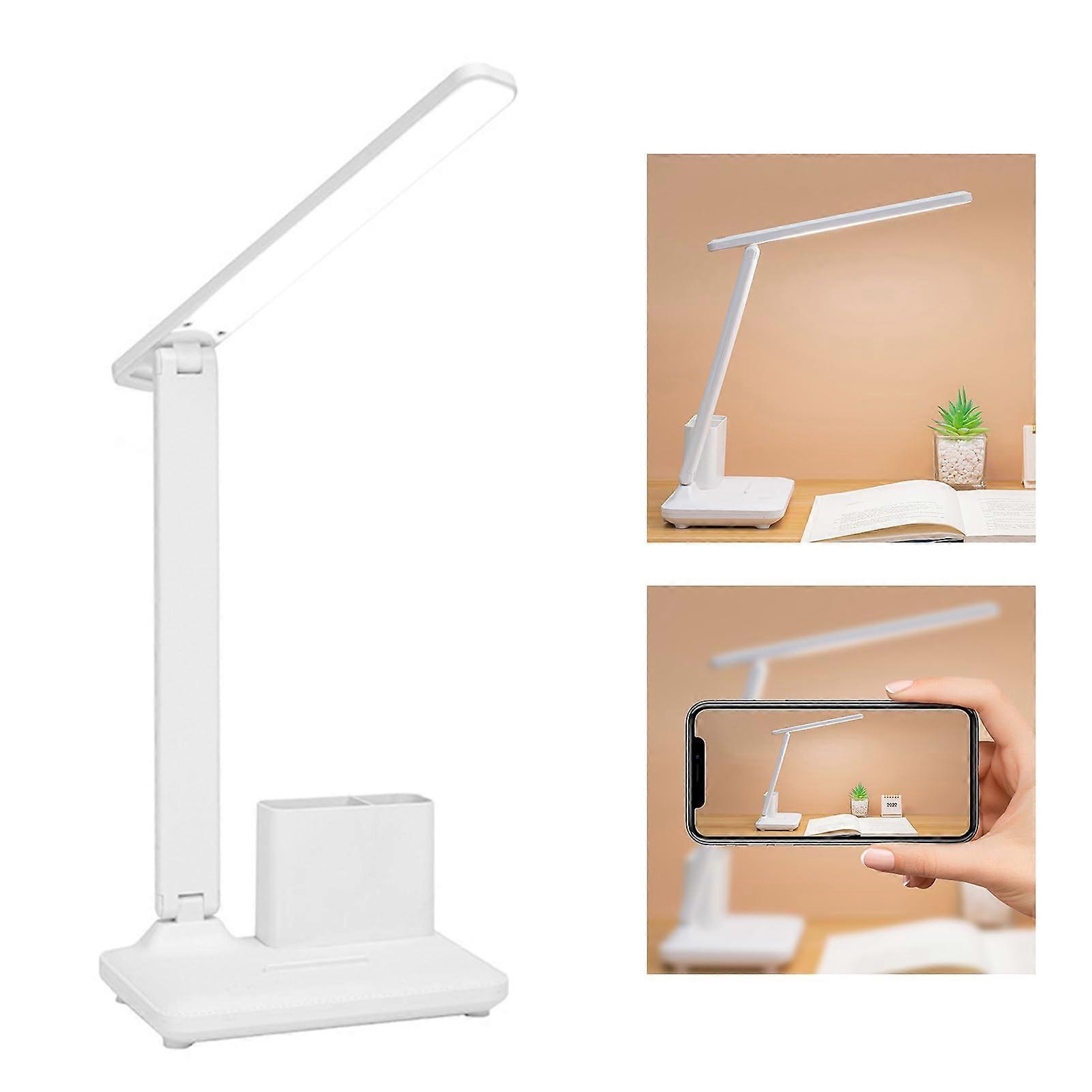 LED Desk Lamp with Dimmable Function, Removable Pen Holder, Ideal for Dorm and Office Use, Plug-In Version