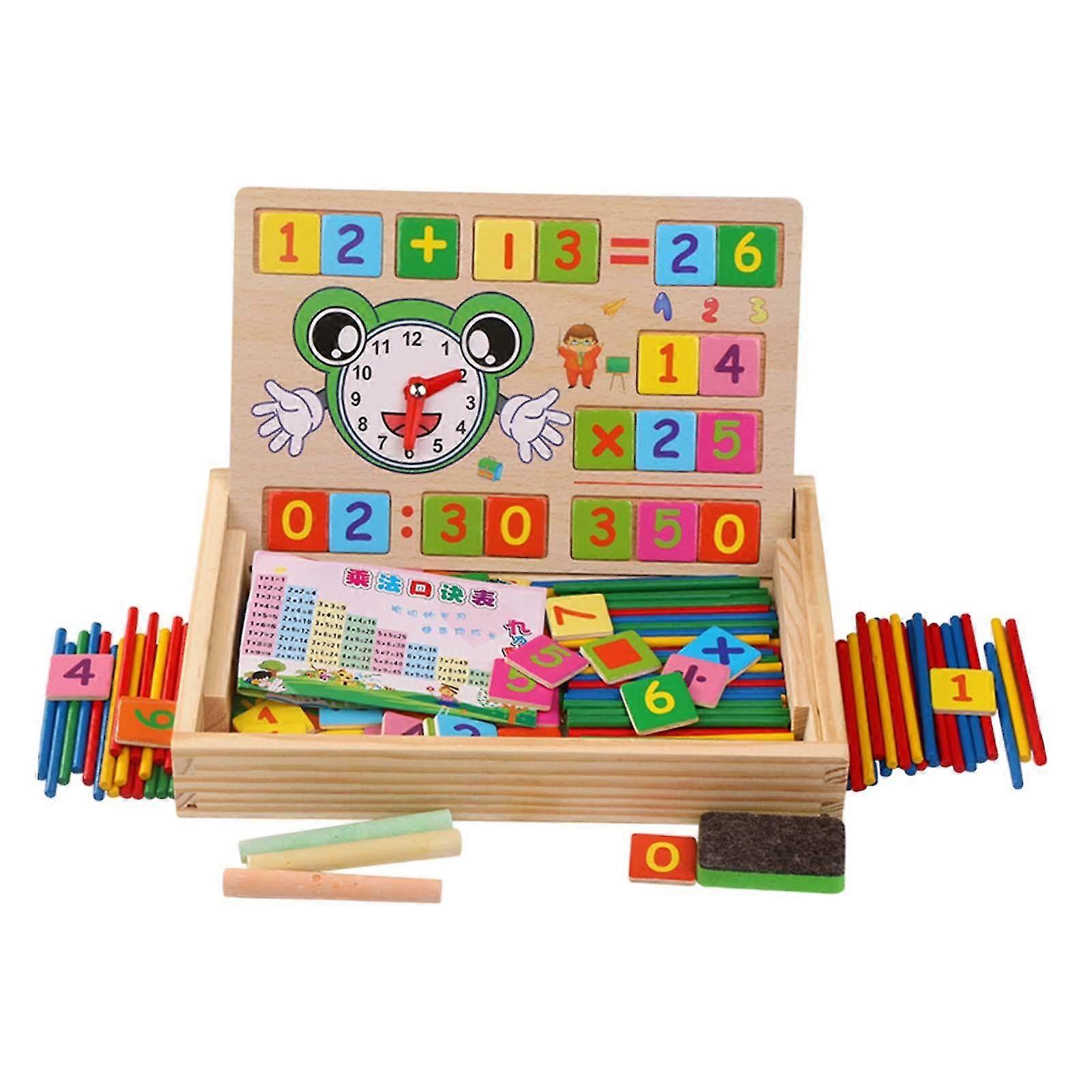 Wooden Toys Maths Games, Number Blocks and Sticks, Math Teaching Counting Sticks Set, Counting Toys for Creative Imagination and Learning