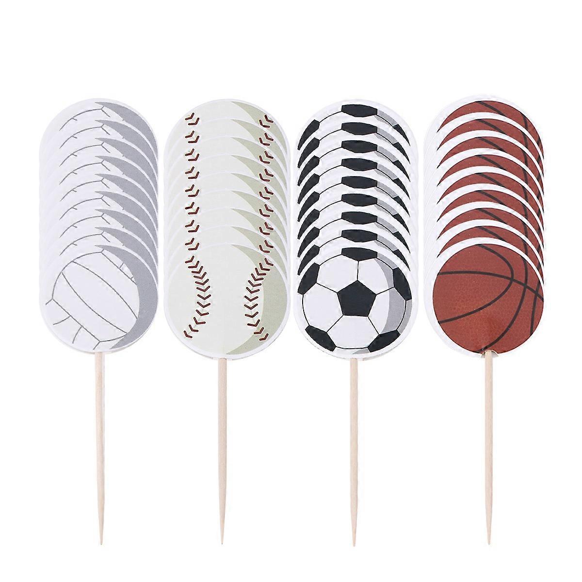 Cupcake Picks Sports Theme Cake Toppers Round Shape Certified 72Pack