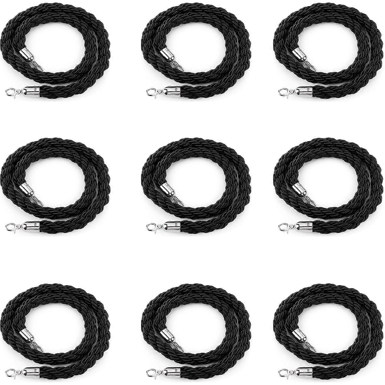 Black twisted rope for theater attendance, braided hemp for VIP queues, lengths 1.55m.