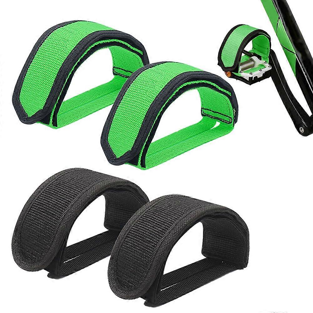 Universal Bicycle Pedal Straps For Fixed Gear Bikes, Adjustable, Non Slip, Black, Green