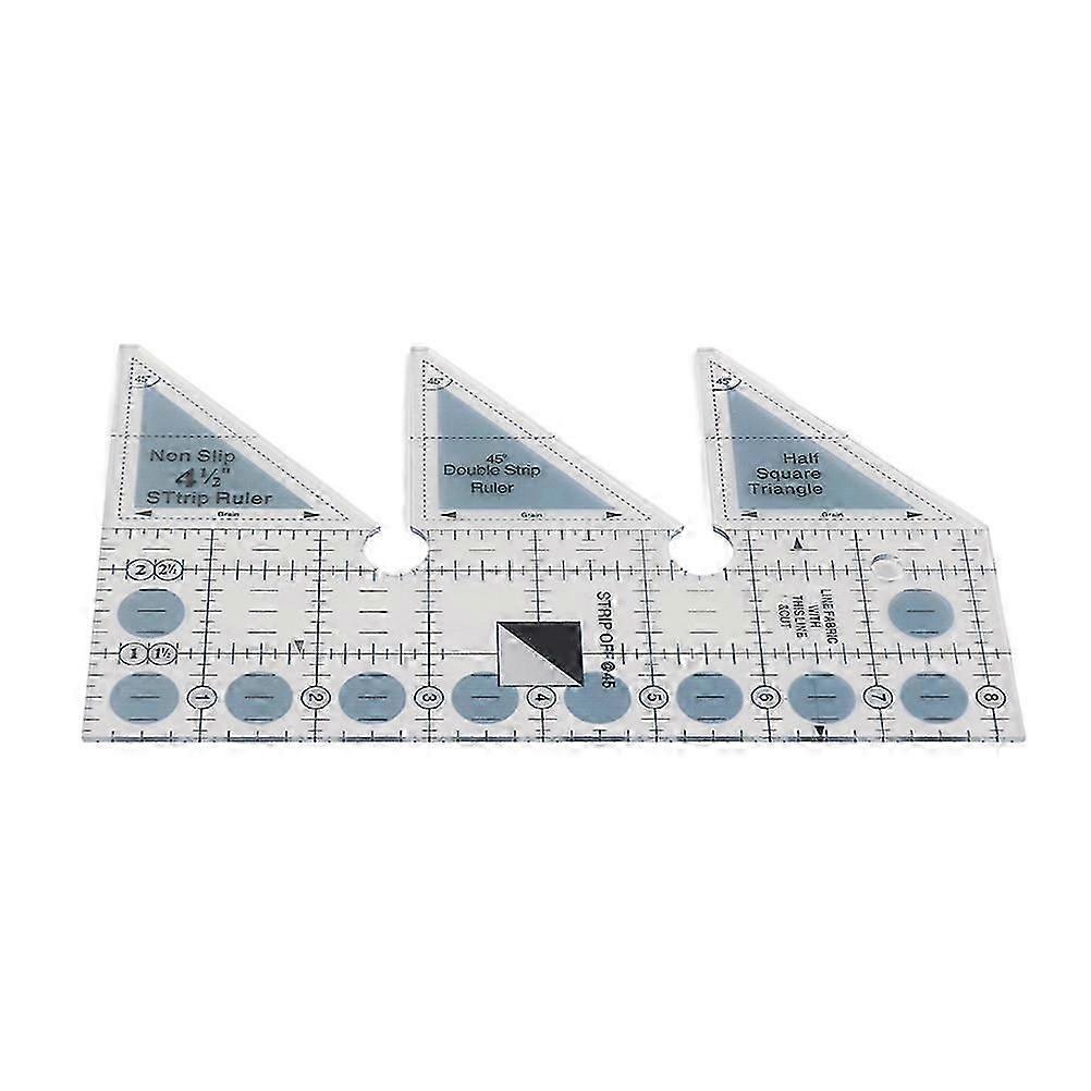 Ruler Grids 45/60/90 Degree Double Strip Ruler Transparent Acrylic Non Slip Quarter Triangle Cutting Guide for Sewing