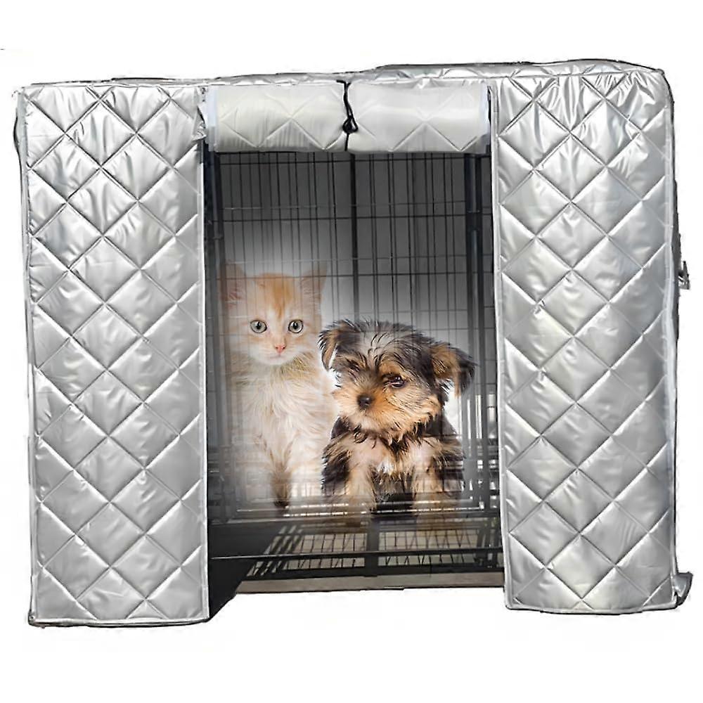 Dog cage insulated cover, waterproof, windproof pet kennel cover, with rollup side windows, thickened inner layer, 85*60*70cm