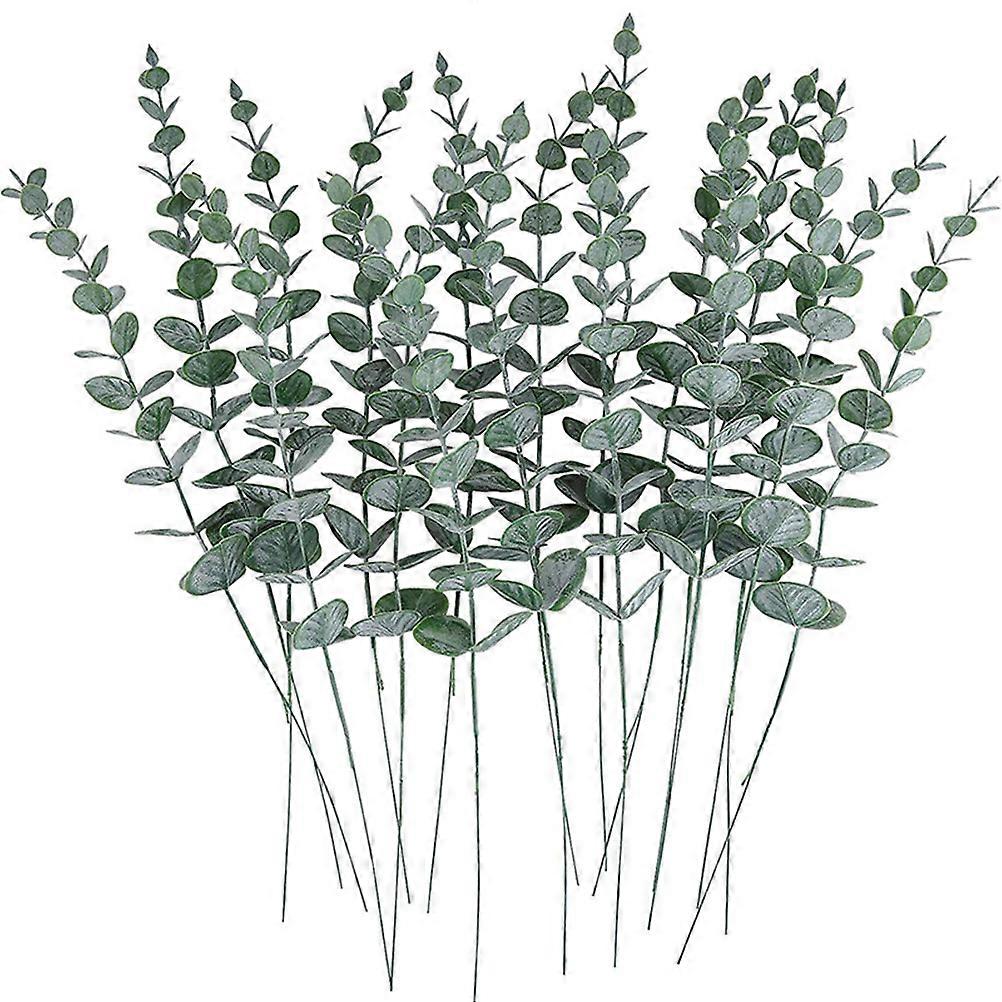 Eucalyptus Stems Artificial Leaves Real Touch Home Decor 38X4.5CM 24Pcs