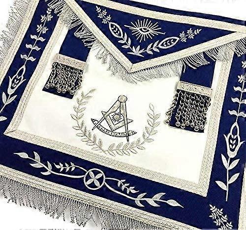 Masonic Blue Lodge Past Master Silver Machine Embroidery Freemasons Apron
