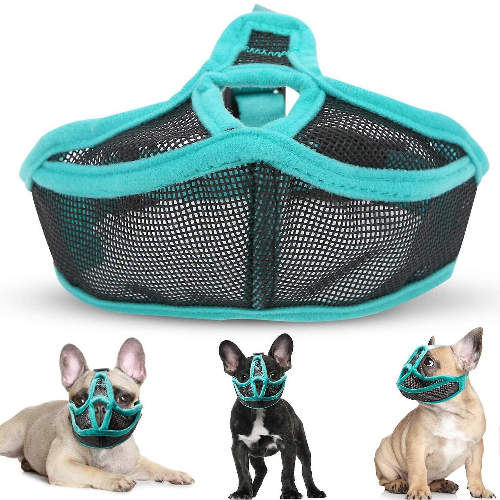 Muzzle for Dogs, Adjustable Mesh Muzzle for Short Snout French Bulldog, Breathable Anti-Biting Barking Licking Muzzle