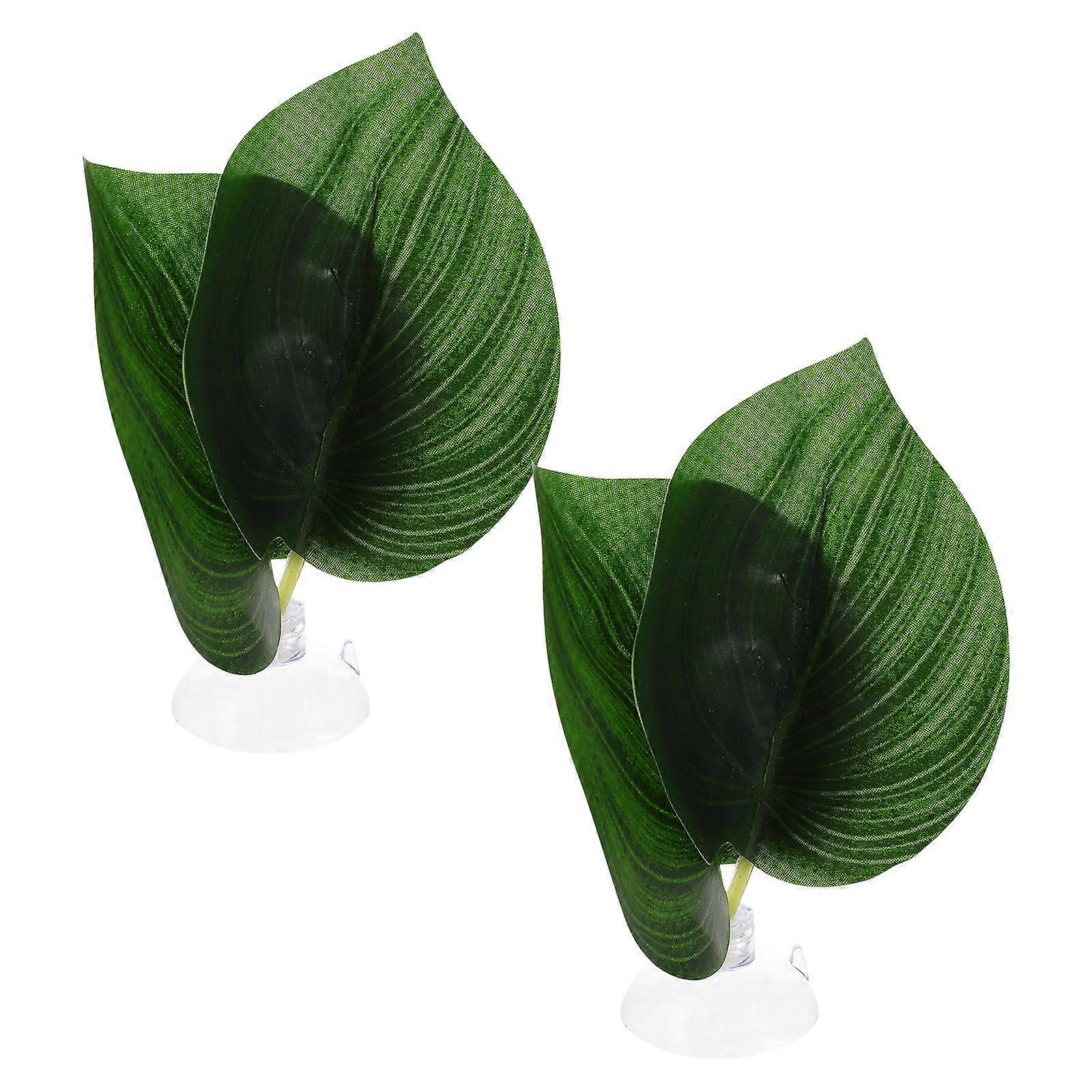 Artificial Leaf Plant Decor for Terrarium, Reptile Tank & Aquarium – Lifelike, Durable, Safe for Fish & Reptiles – 2pcs Set