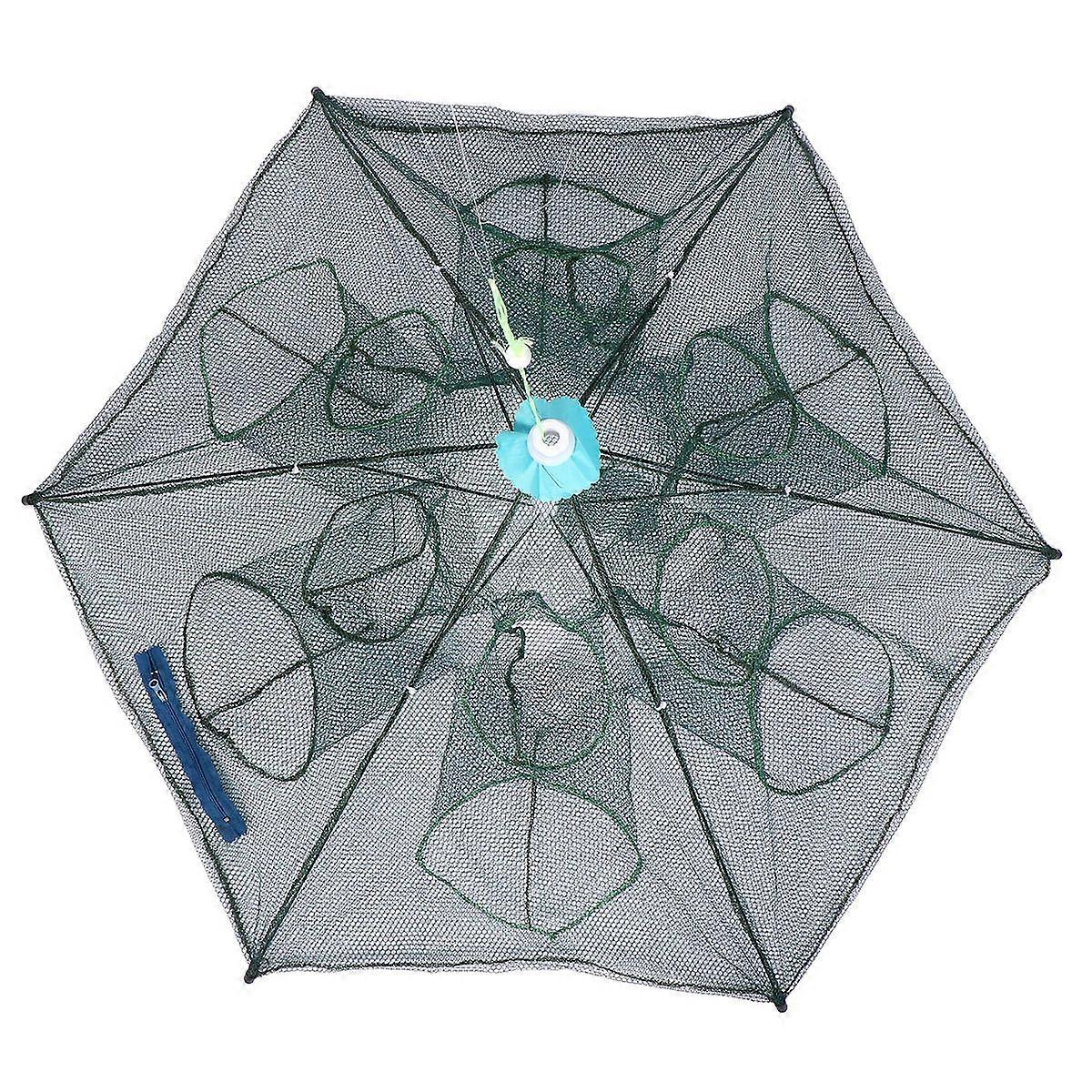 Foldable Fishing Net with Nylon Mesh for River Lake Pond Green Color Portable and Durable 12 Holes