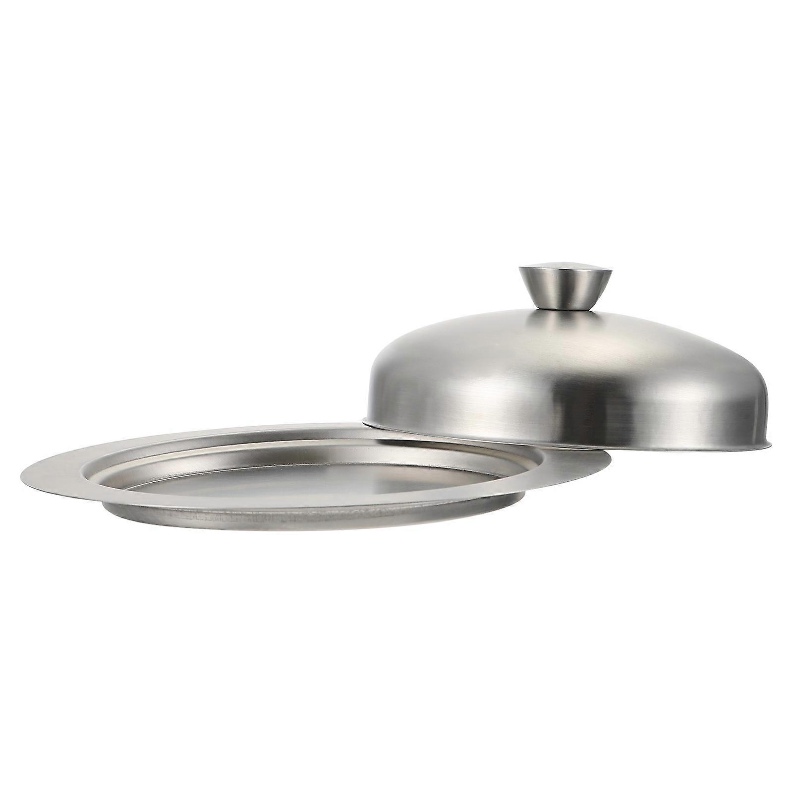 Butter Plate with Cover in Assorted Colors Made of Stainless Steel for Storage 1pc