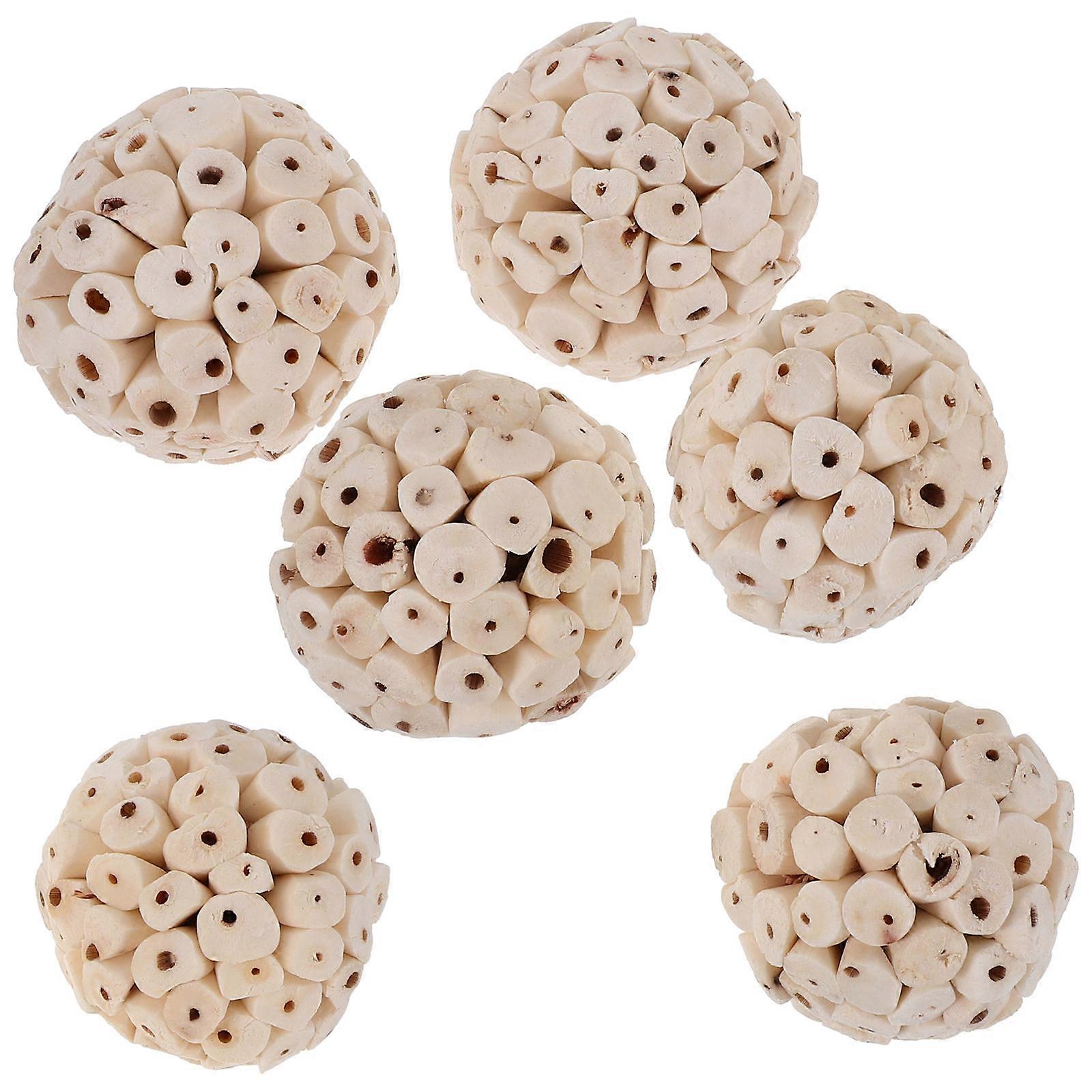 6pcs Edible Soft Chew Balls for Hamsters, Rabbits, Parakeets & Chinchillas Natural Chewing Activity Toy