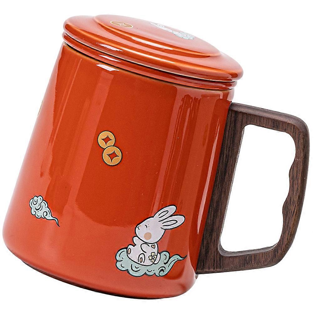 Ceramic Coffee Cup Simple Cartoon Rabbit Design Office Use Stable Placement 400ml 1Pack