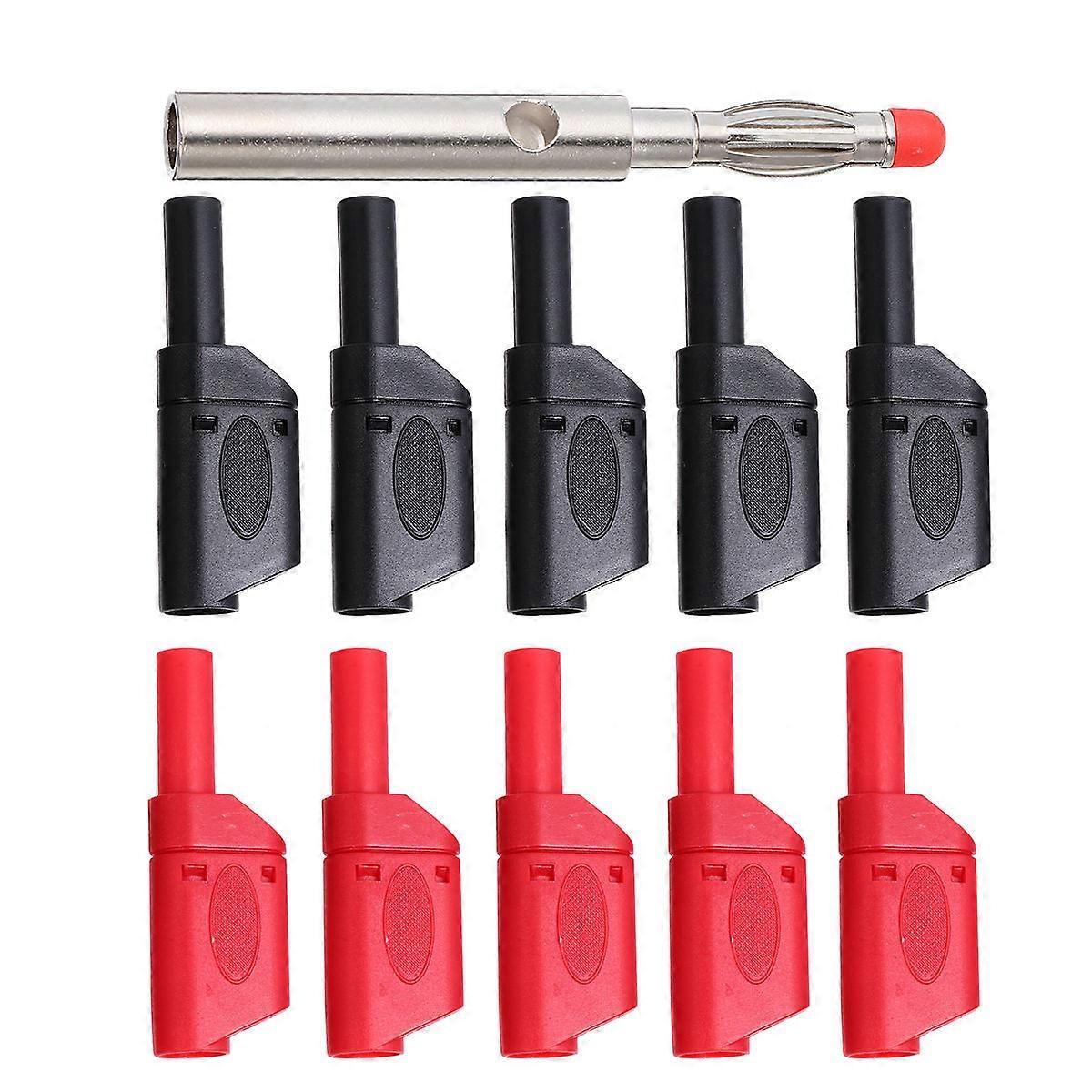 Banana Plug Connectors with Multimeter Test Leads Ends Adapter for Machine Black Nylon and Copper 10 Pcs