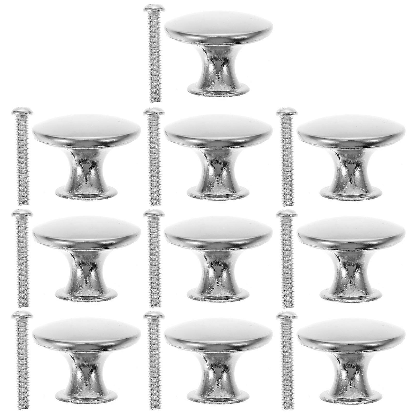 Silver Cabinet Knobs for Kitchen Cabinet Door Knobs 10Pcs Brushed Nickel Round