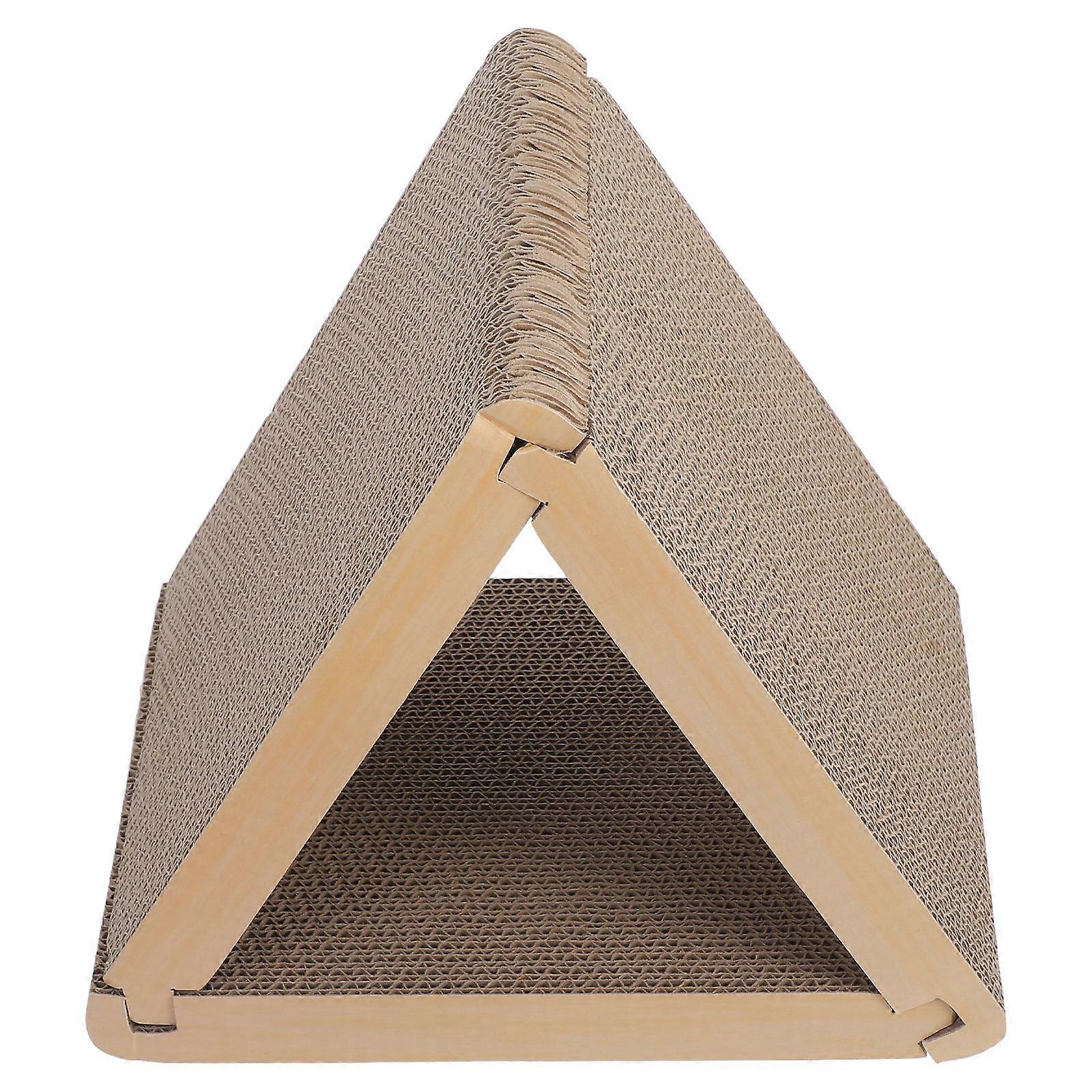 Foldable Triangular Cat Scratcher Board with 6 Usable Sides Corrugated Cardboard Cat Scratch Pad Cat Scratching Pad for Indoor Cats Furniture