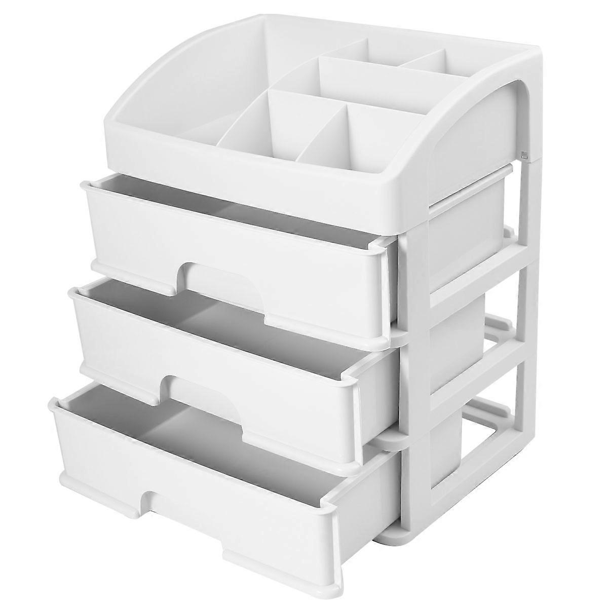 Cosmetics Storage Box 3 Layer Drawer Makeup Organizer for Bathroom Desktop Easy Access Tidy Arrangement Gift for Beauty Enthusiasts White