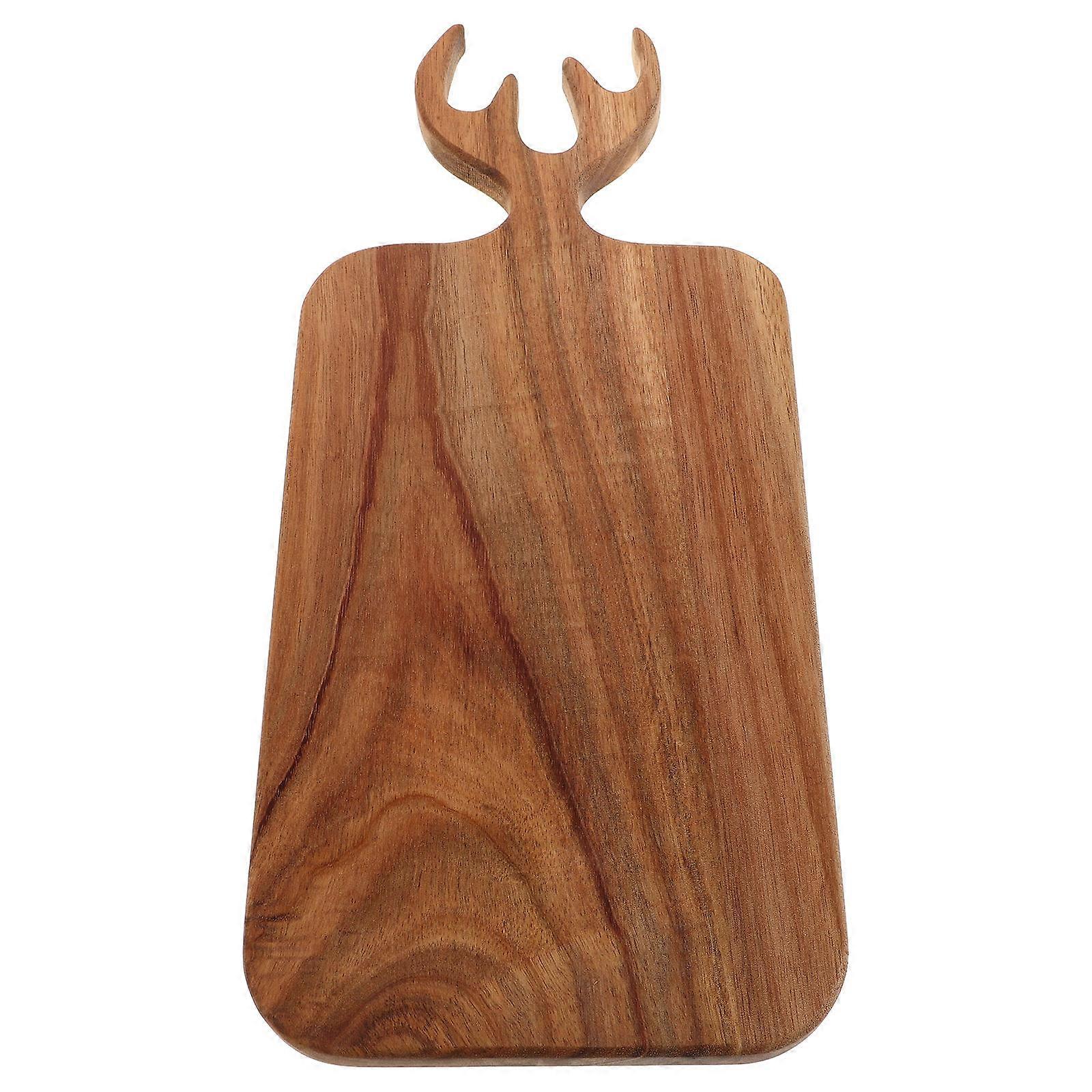 Wood Serving Board Rectangular Simple Elegant Design Home Kitchen Food Preparation Chopping Serving Non-Slip Countertop Use 1Set