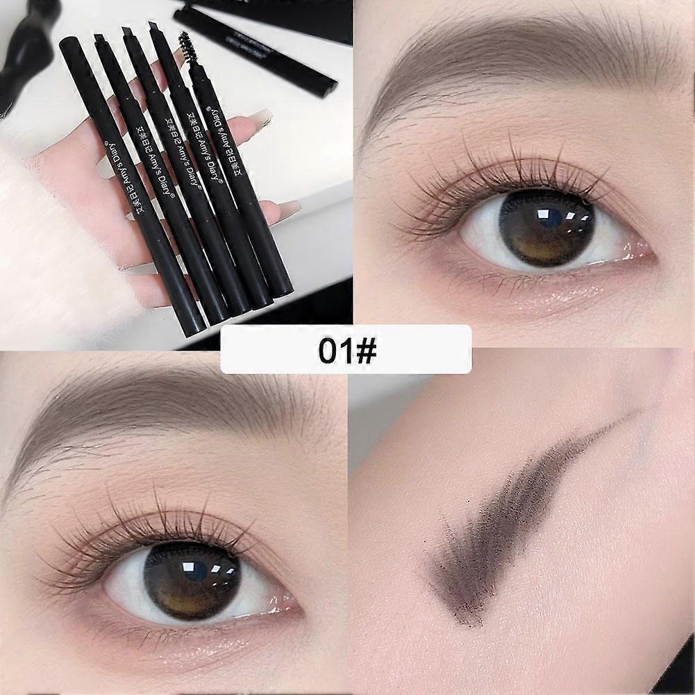 Double Head Natural Eyebrow Pencil Triangle Tip And Brush Waterproof Eyebrow