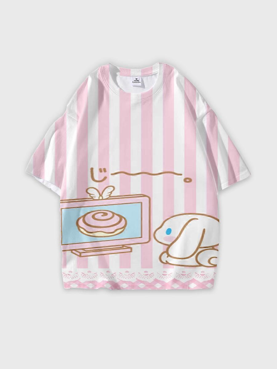 T-shirt round neck Cartoon Pattern loose short sleeve E2755