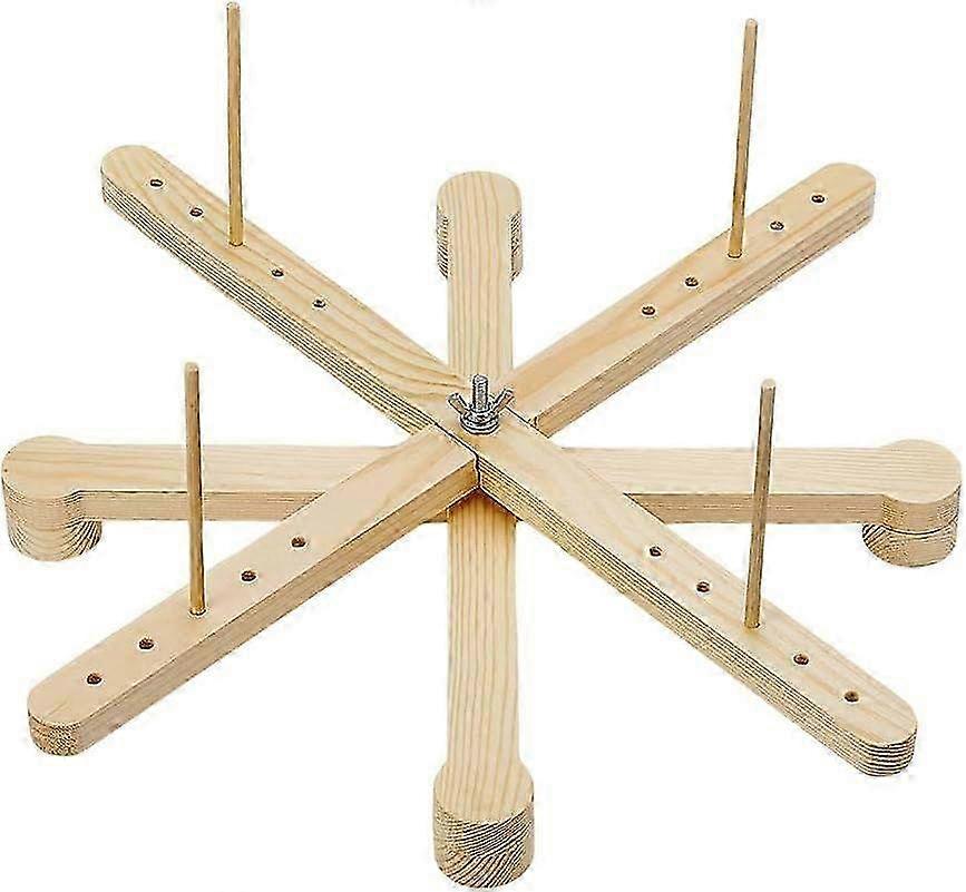 Portable Wooden Amish Style Yarn Swift Winder with Flat Cross Base - Desktop Standing Needlecraft Tool for Wool Yarn and Embroidery