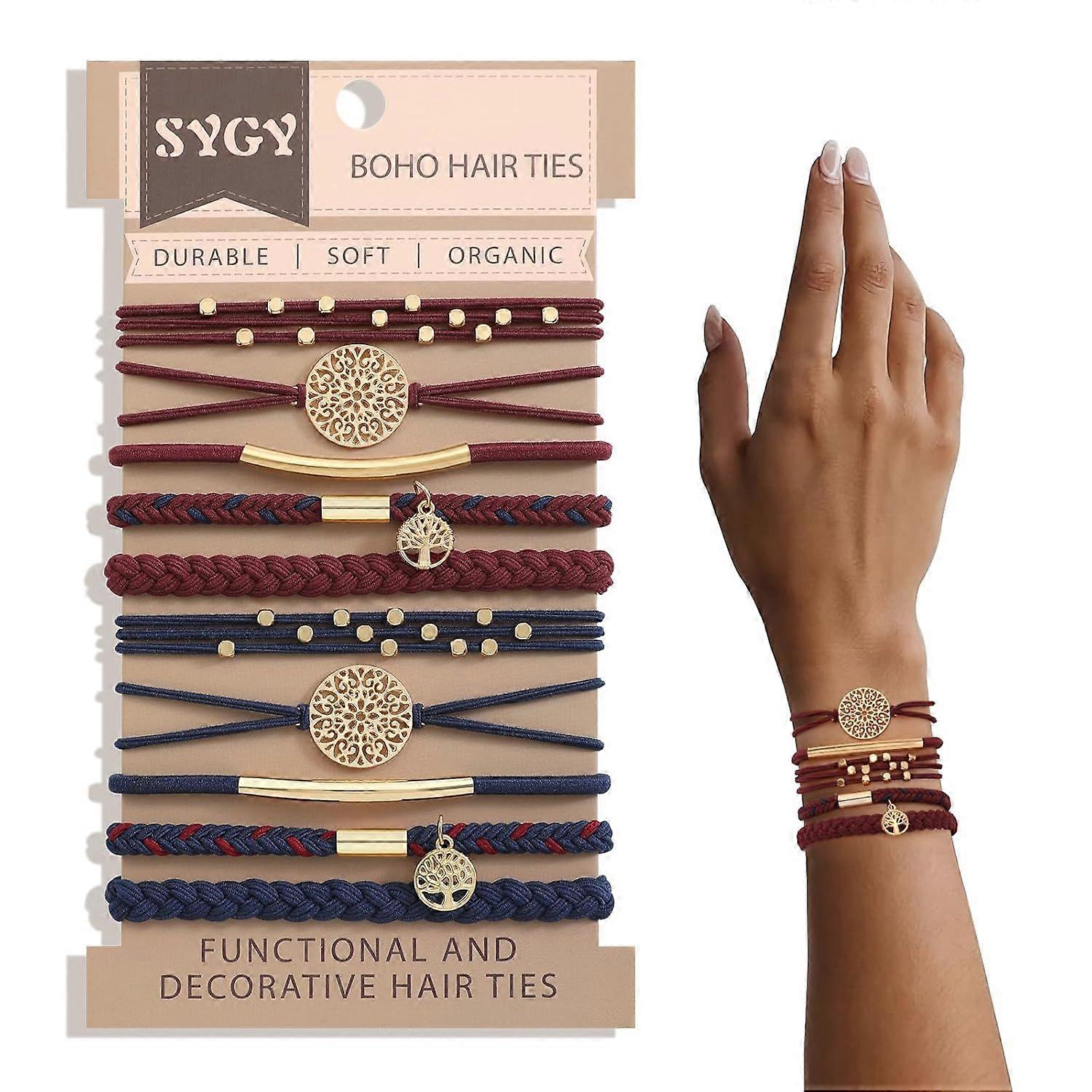 Stretchy Boho Hair Ties and Bracelets, 5 Styles