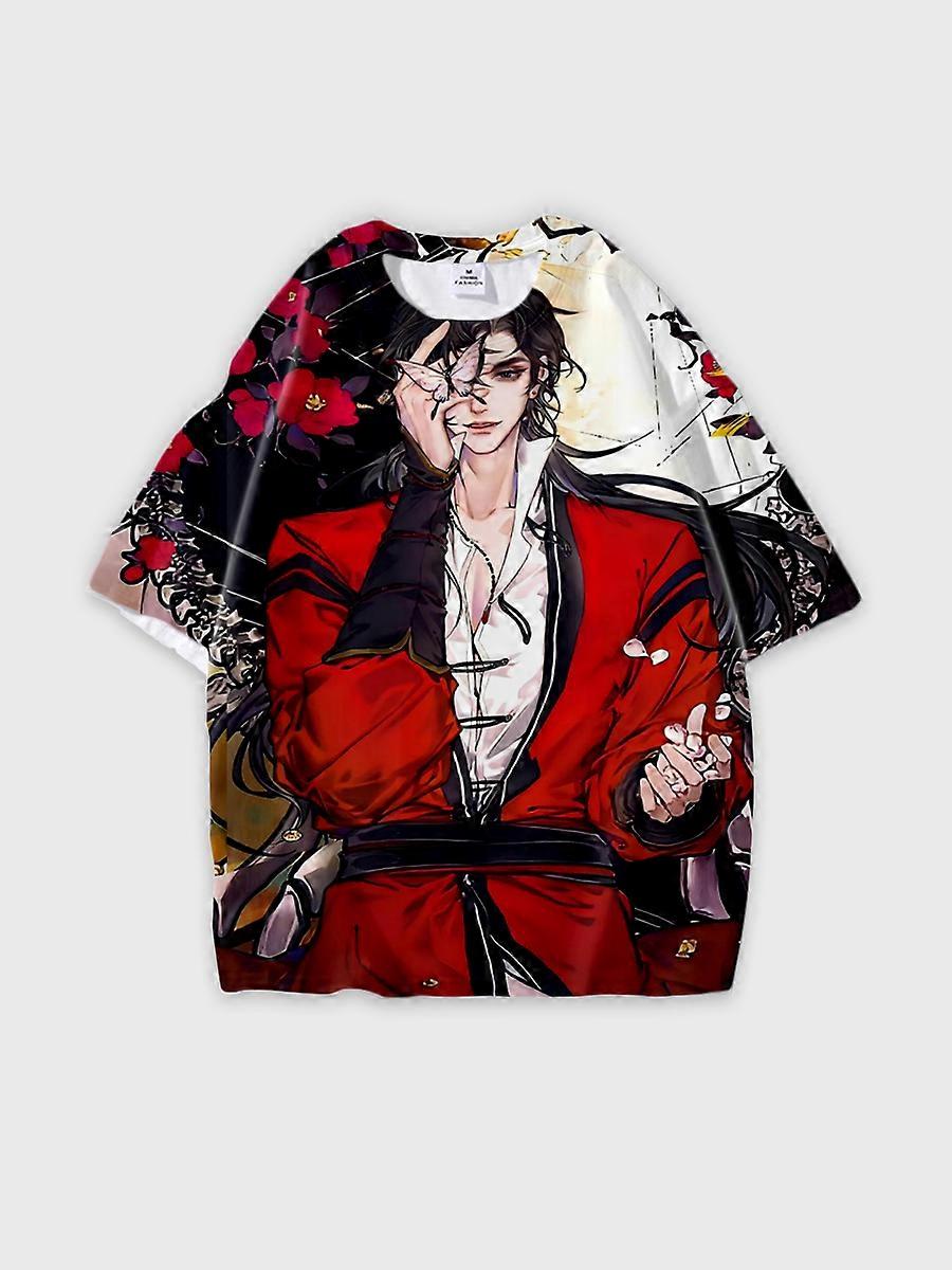 T-shirt round neck Role Pattern loose short sleeve E2594