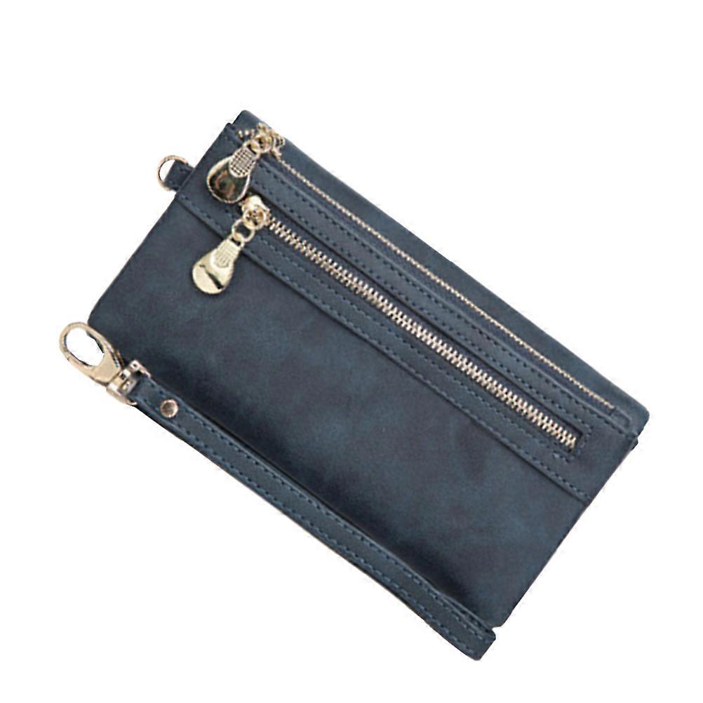 Clutch Purse For Women Billfold Long Wallet Multipurpose Purse Daily Use Dark Blue Snap Closure Security 1Pack