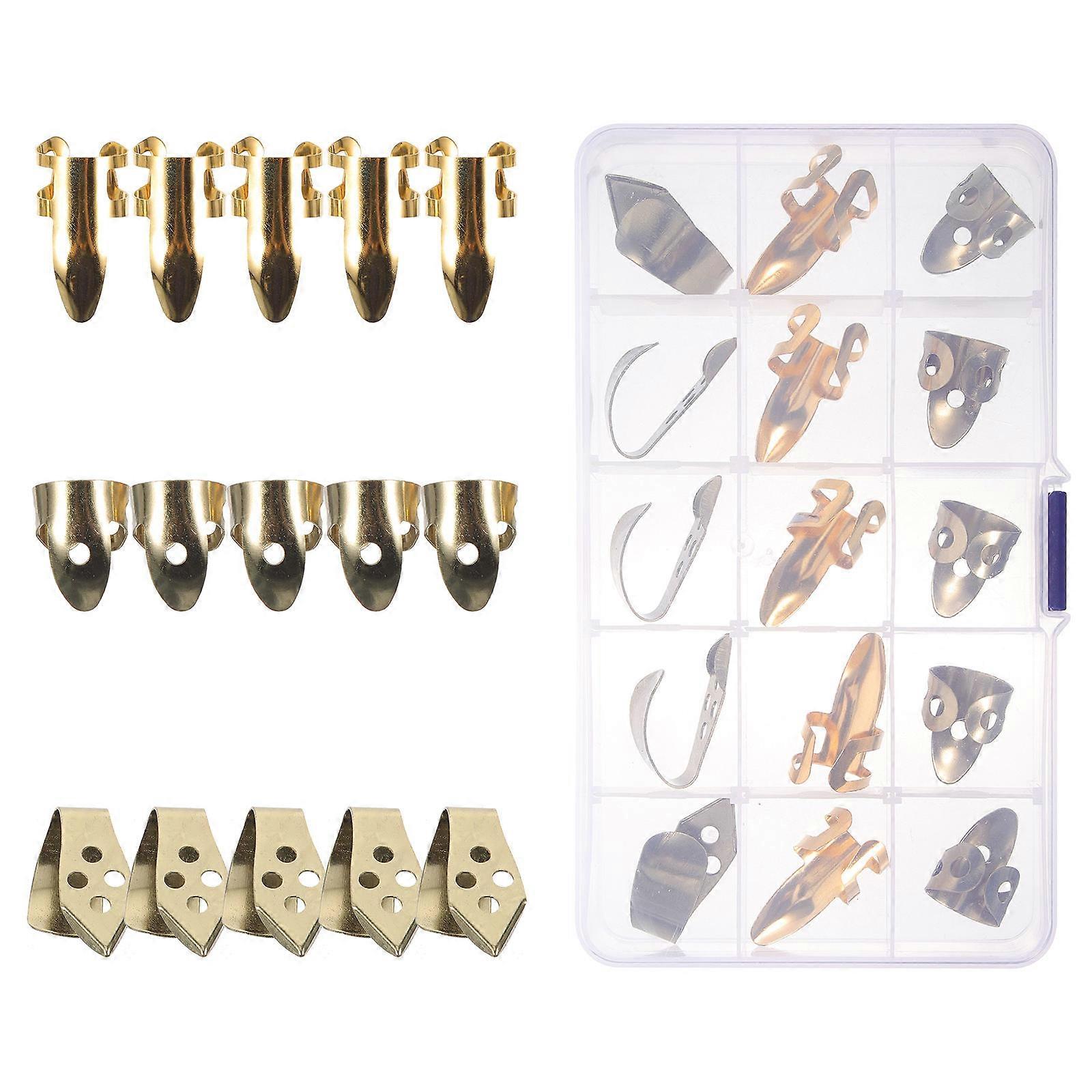 Banjo Finger Picks Set with Metal & Plastic Thumb Picks, Open Design for Comfortable Fit, Suitable for Acoustic Guitar, Banjo & Resonator Players,