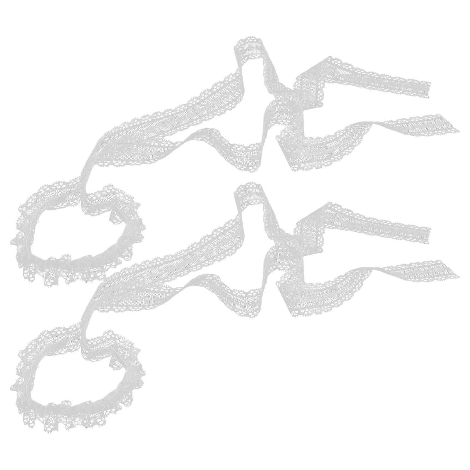 Elegant Lace Hair Scrunchies for Decoration Comfortable Cloth Material Great Present White Color 2pcs