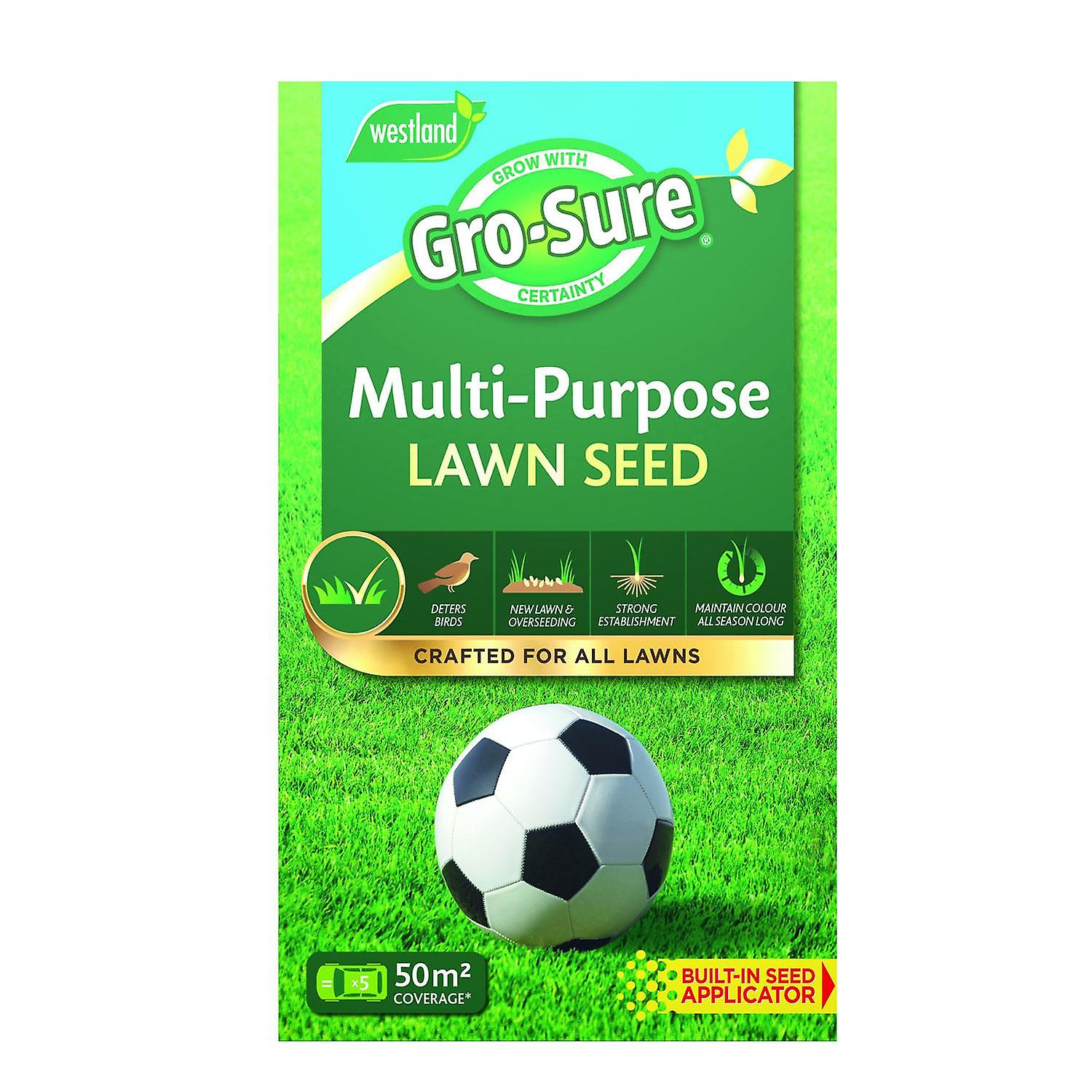 Gro-Sure Multi-Purpose Lawn Grass Seed covers 50m2, 1.5Kg