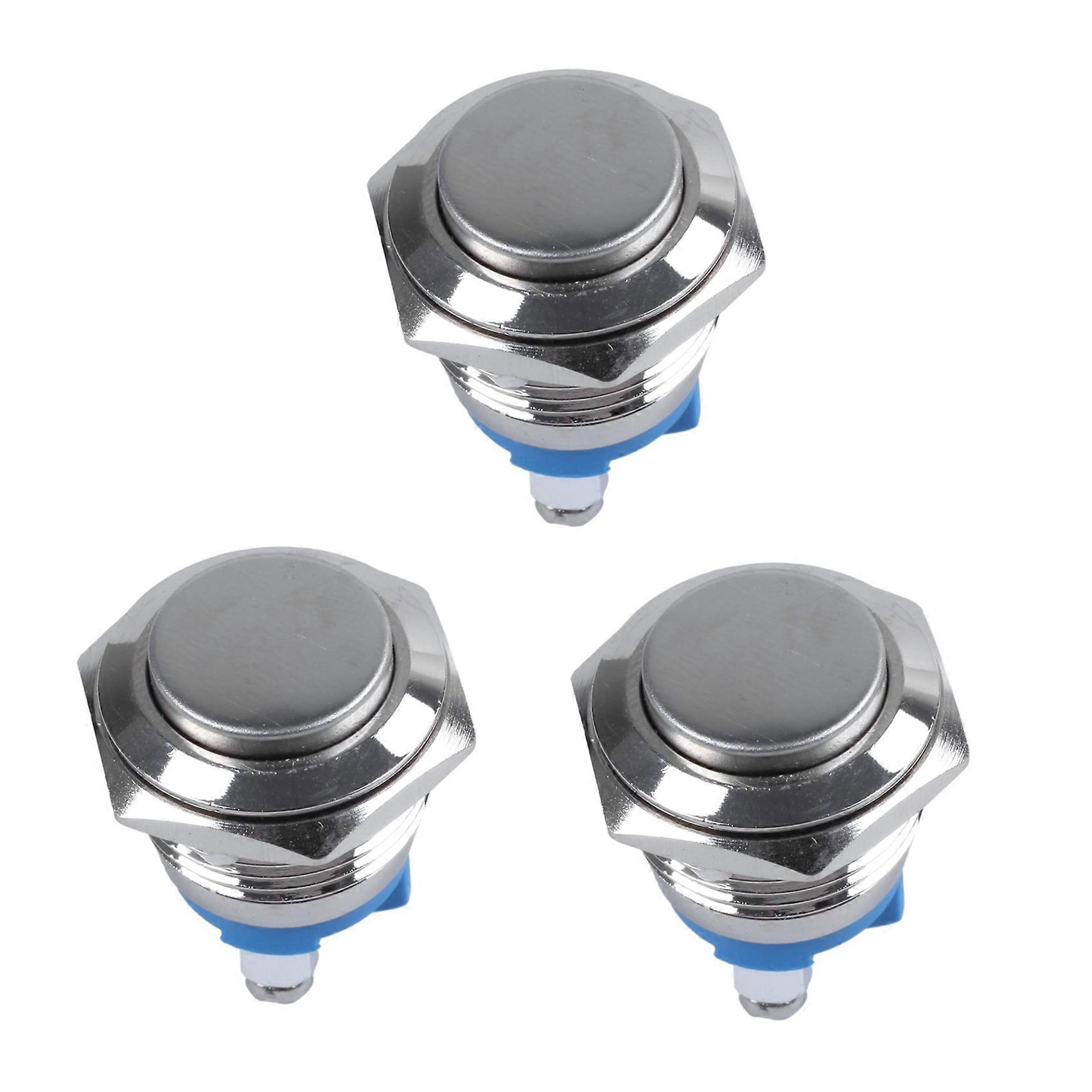 3X 16mm High Round High Round Momentary Metal Push Button Switch