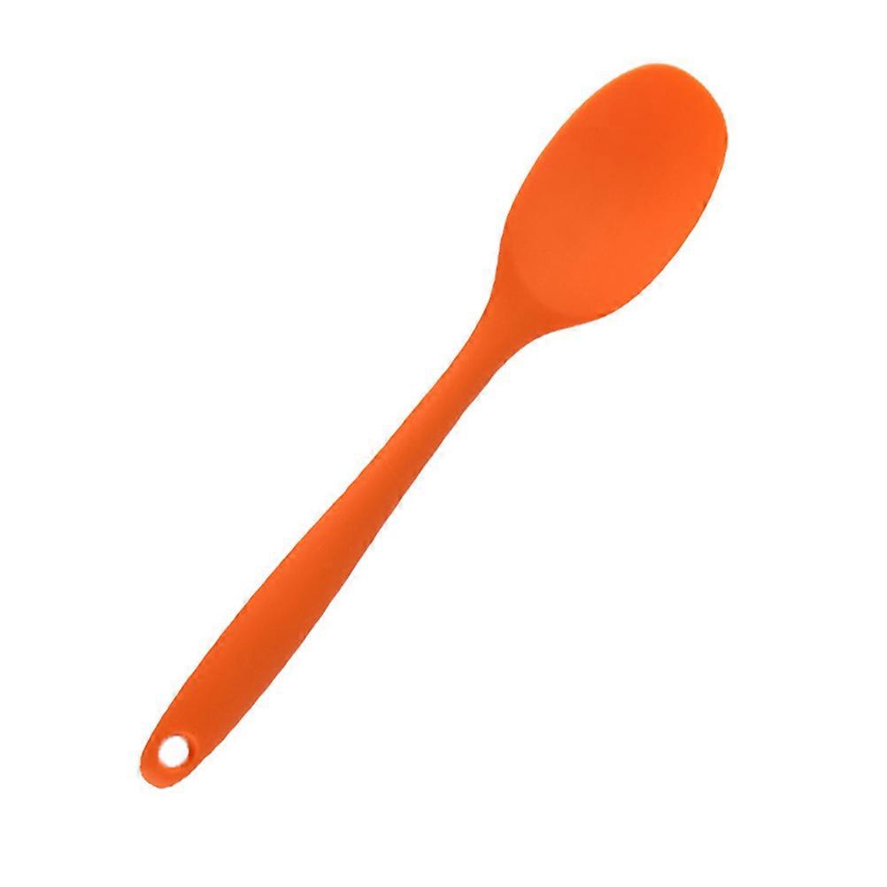 Silicone Food Serving Spoon with Long Handle for Easy Storage and NonToxic Use Orange