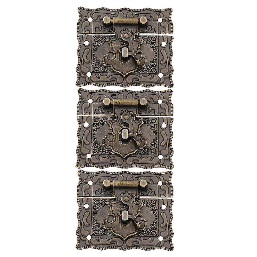 Small Latch Lock 3Pcs Retro Bronze Buckle Hasp Ideal For Securing Wooden Boxes And Notebooks With Rectangular Design