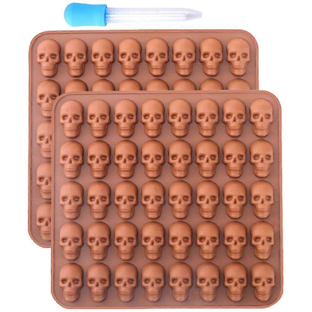 Halloween Skull Silicone Cookie Mold with Dropper – Non Stick Flexible Fondant & Candy Baking Mold for DIY Halloween Decor – Heat Resistant Baking Kit