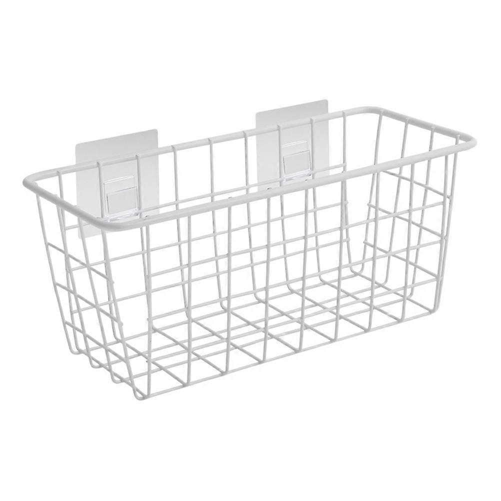 Creative Wall Mounted Storage Basket In White With Open Wire Construction For Household Use 1Pcs