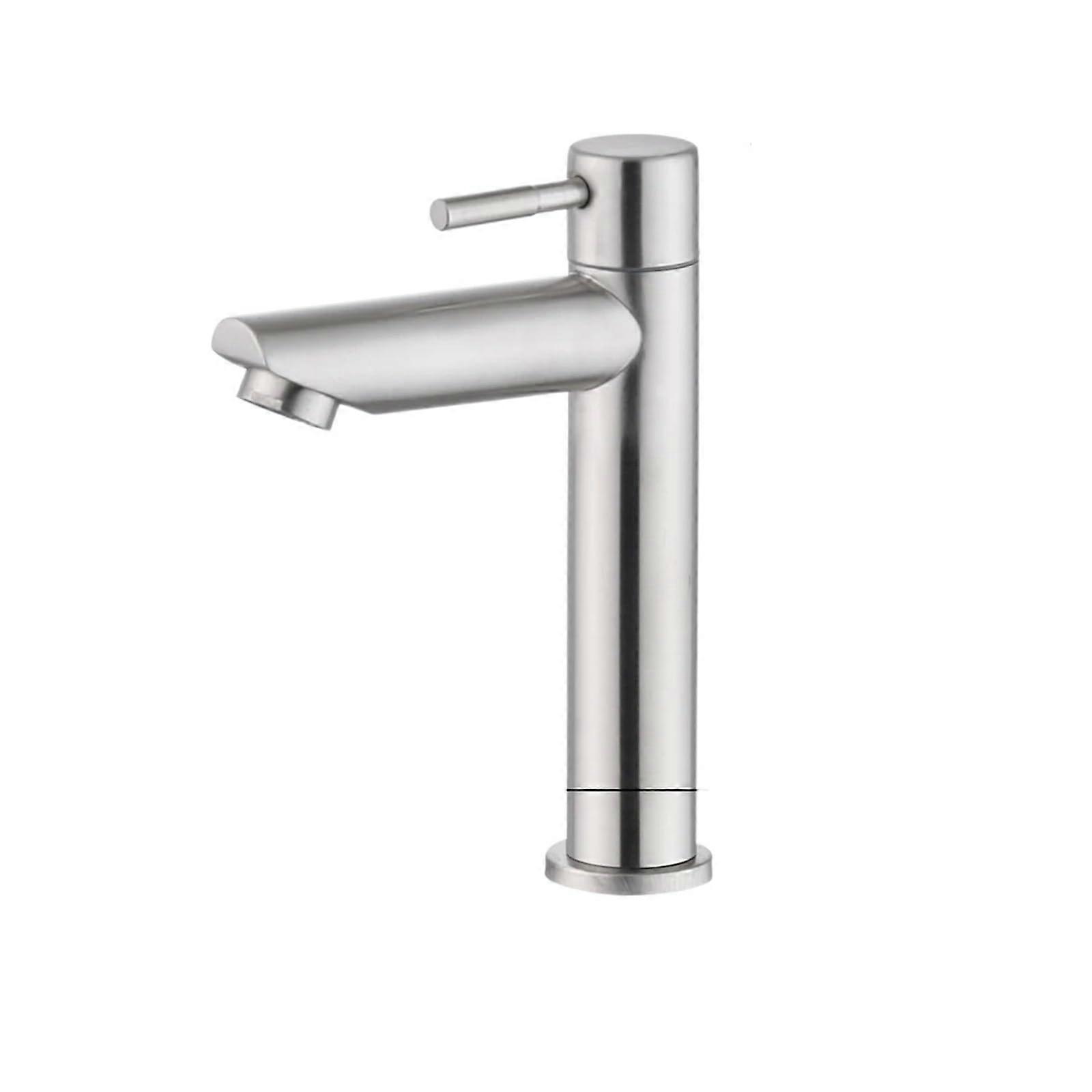 Stainless Steel Bathroom Sink Faucet – Wall-Mounted Cold Water Basin Tap, Size 1, Single Cold Only