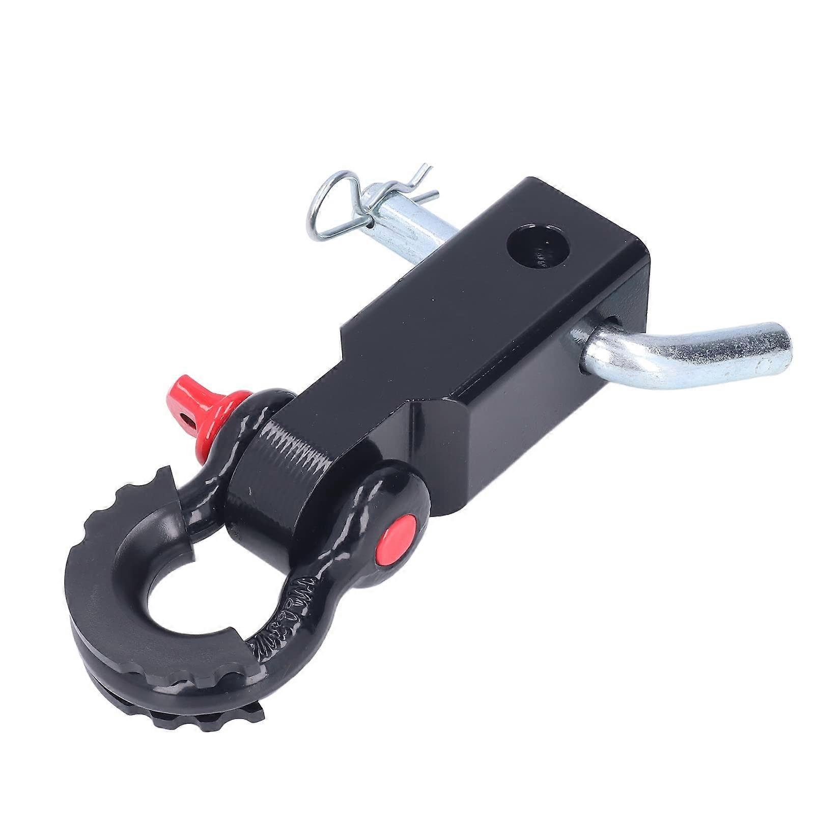 2in Universal Shackle Hitch Receiver for Vehicle Recovery Towing Accessory with Strength Steel Design Red (BLACK) Black