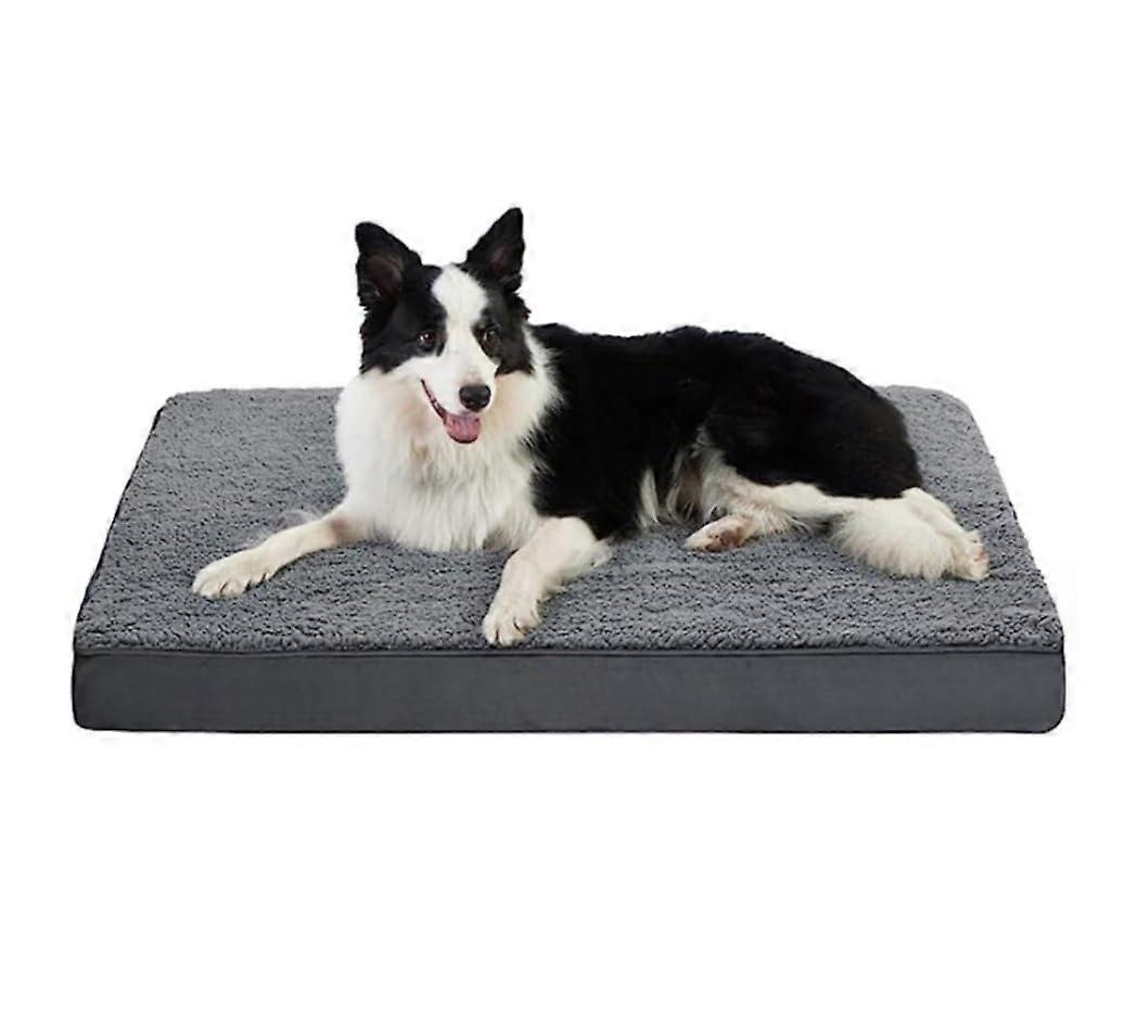 Orthopedic Pet Bed Large Dog Bed For Large Dogs With Egg-Crate Foam Core Soft Pink Plush 91x69x7.5 cm Model A