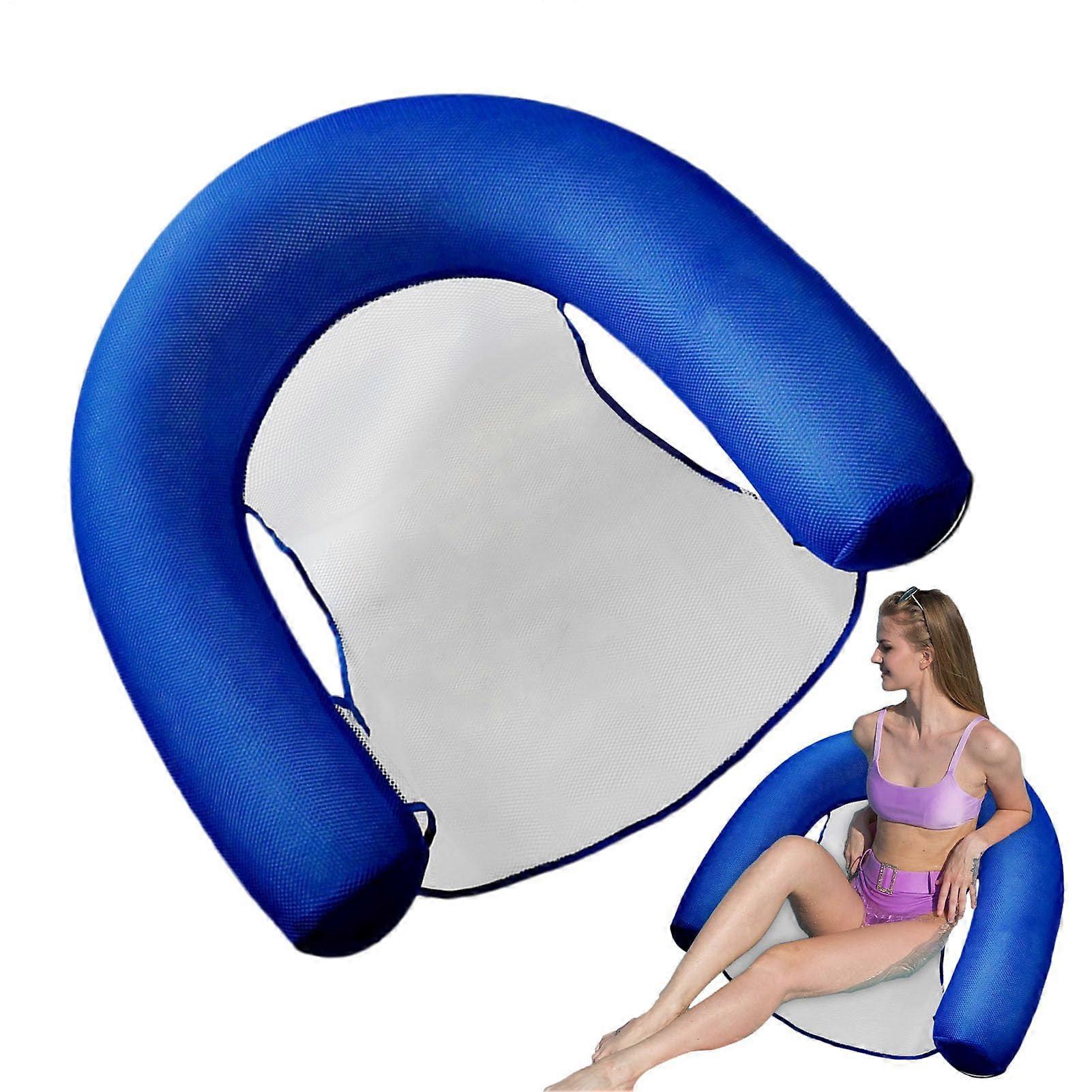 Inflatable Water Chair – UShaped Floating Lounge Chair, Reusable Pool Float (Blue)