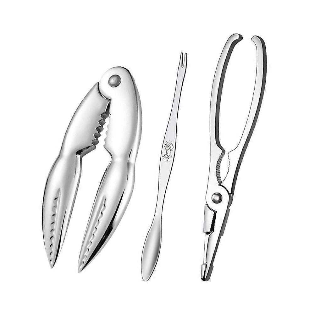 Stainless Steel Crab Crackers with Comfortable Handles for Easy Use and Storage Silver 3Pcs