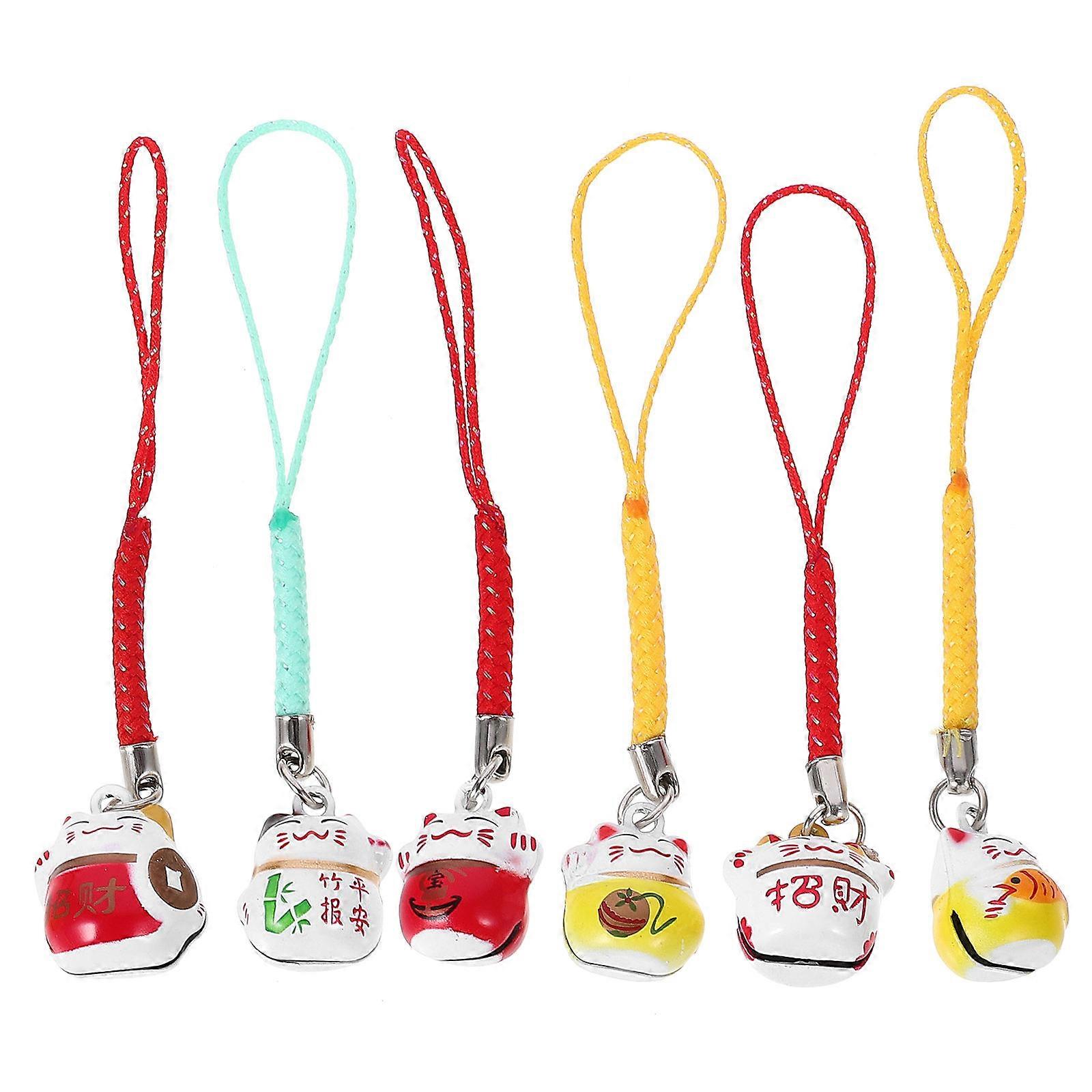 جميل فورتشن القط سلسلة المفاتيح قلادة لتقديم الهدايا مصممة كعنصر زخرفي 6 قطع معلقة الديكور