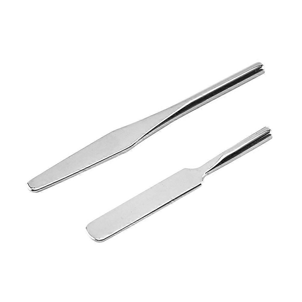 Metal Makeup 2Pcs Nail Art Pusher And Polish Powder Mixing Tool For Nail Learners And Technicians