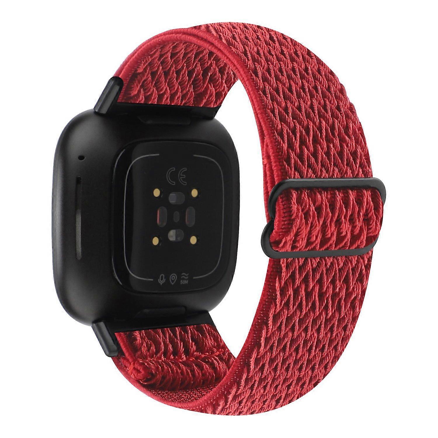Pour fitbit versa 4 sense 2 bracelet de montre en nylon extensible motif vague bracelet de remplacement tressé élastique 