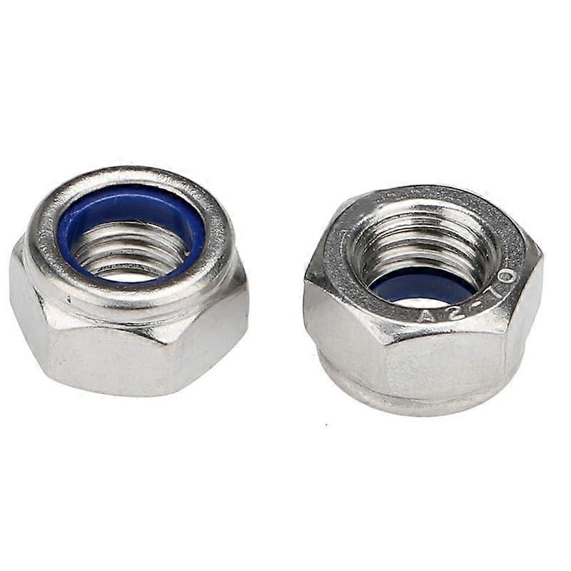 DIN985 Nylon Insert Lock Nuts M2 M2.5 M3 M4 M5 M6 M8 M10 M12 Stainless Steel Self-Locking Hex Nuts 50pcs